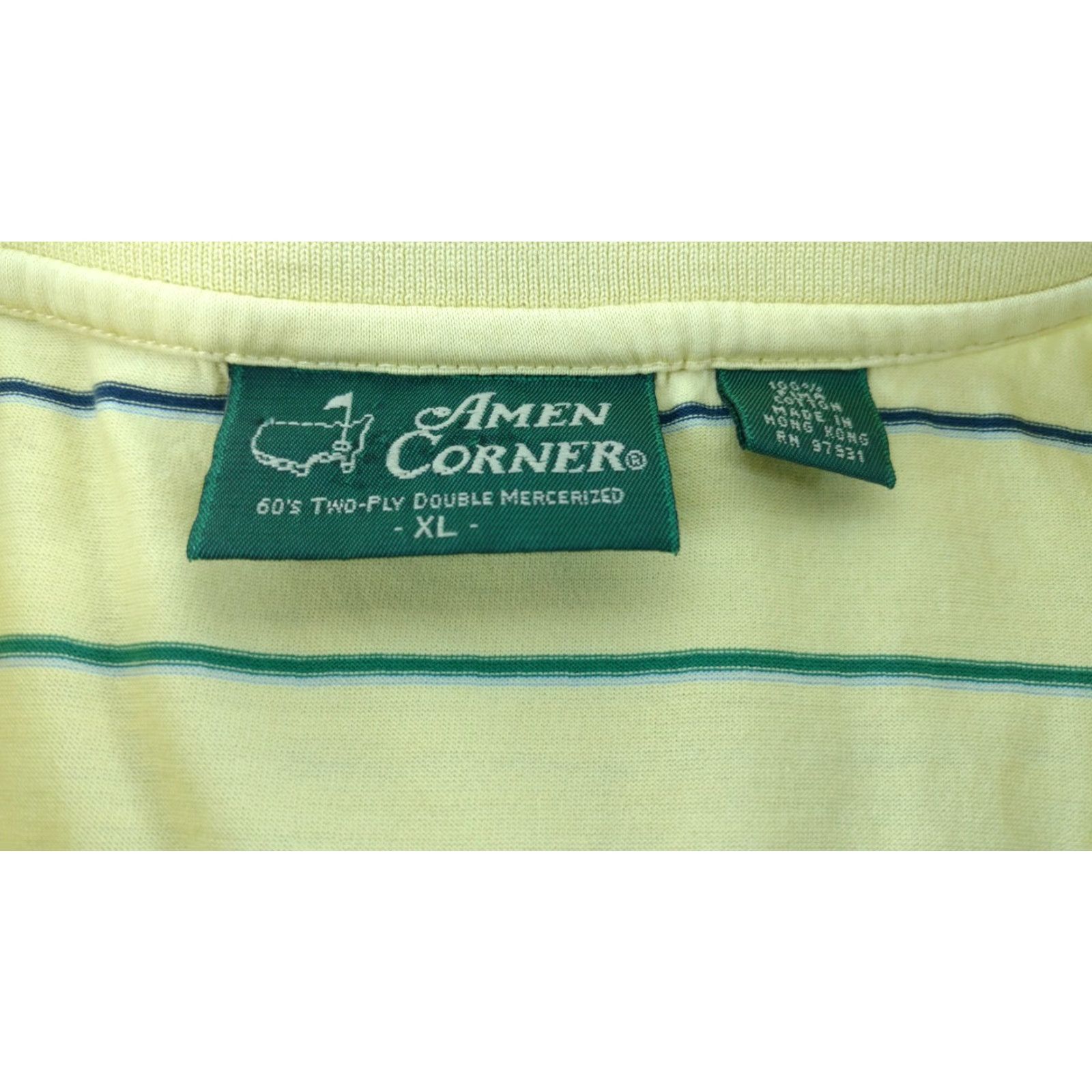 Vintage Amen Corner Masters Logo Striped Shirt Polo XL Men's Yellow Short Sleeve Size US XL / EU 56 / 4 - 8 Thumbnail