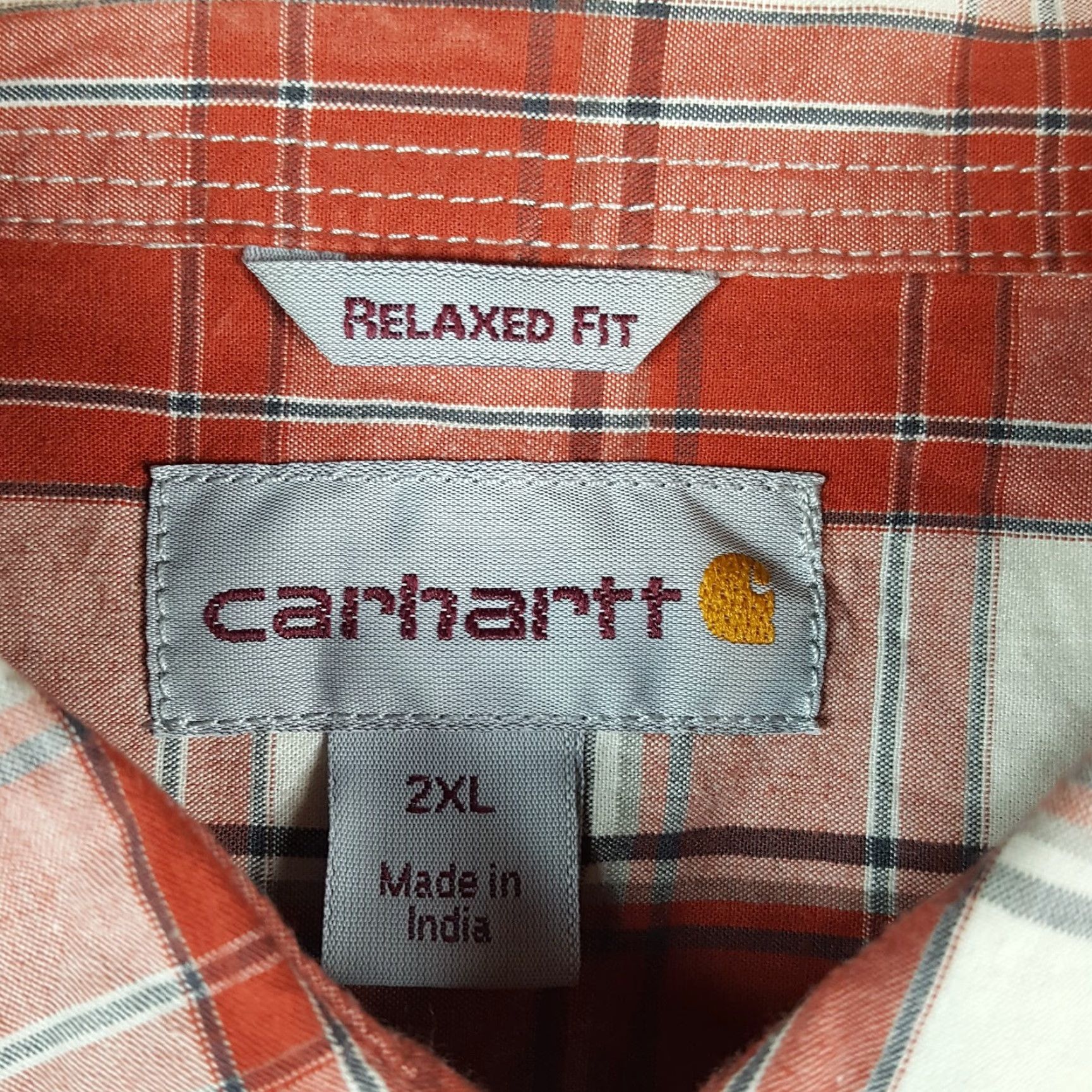 Carhartt VINTAGE Carhartt Orange Plaid Button-Down Shirt Men 2XL Relaxed Fit Workwear Casual Button-Up Size US XXL / EU 58 / 5 - 6 Thumbnail