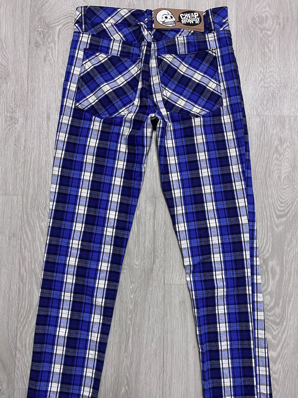 Cheap Monday Cheap Monday Tight Blue Check Plaid Chino Pants Trousers Size 29" - 24 Thumbnail