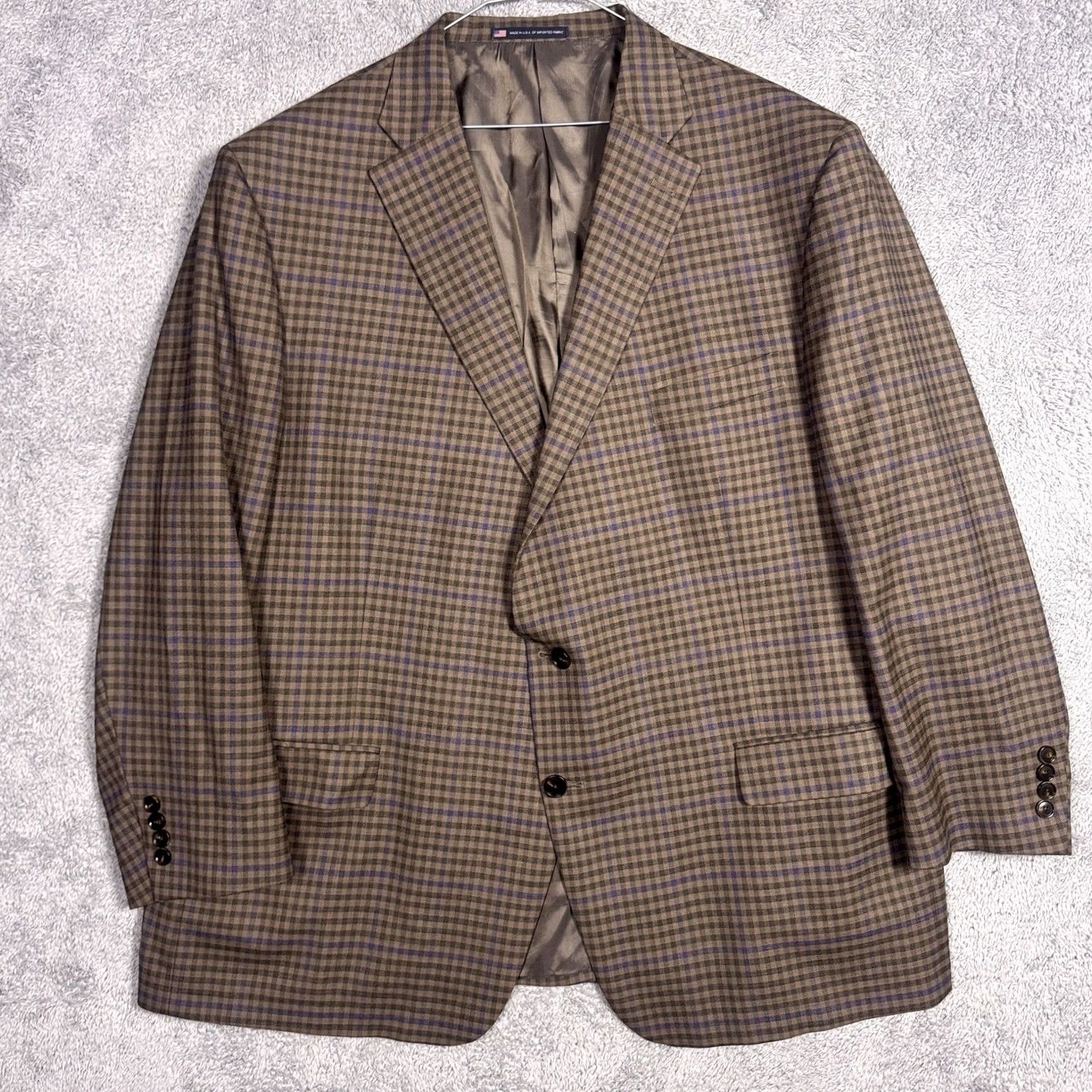 Hart Schaffner Marx Hart Schaffner Marx Blazer 54L Windowpane Check Wool Sport Coat Suit Jacket Blazer Size 54R - 3 Thumbnail