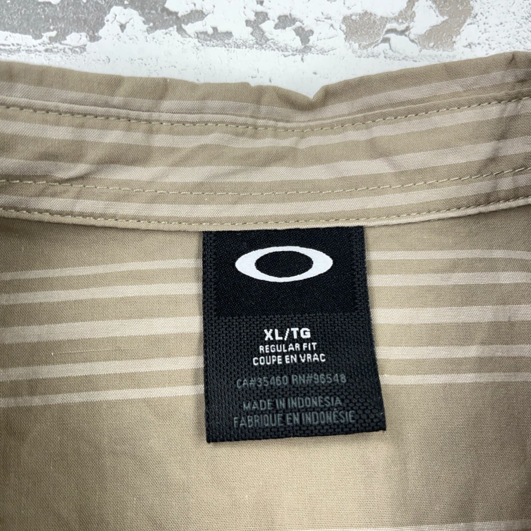 Oakley Oakley Shirt Men XL Brown Striped Button-Up Front Pocket Casual Shirt Size 46R - 3 Thumbnail