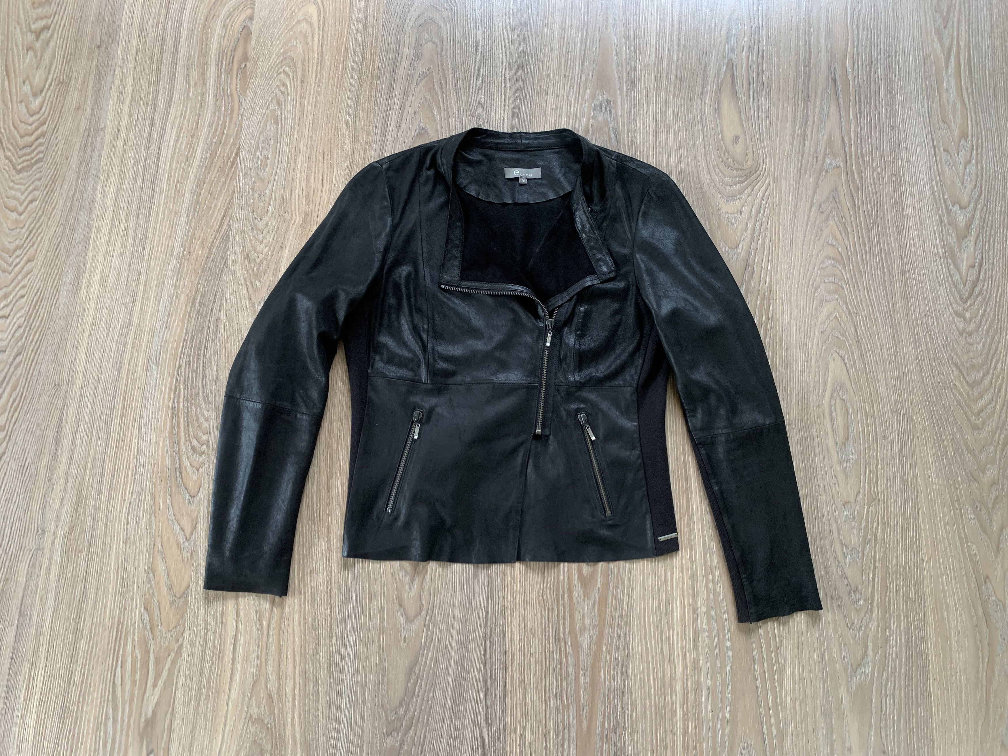 Other Elton Womens Goat Leather Black Biker Jacket Size M / US 6-8 / IT 42-44 - 1 Thumbnail