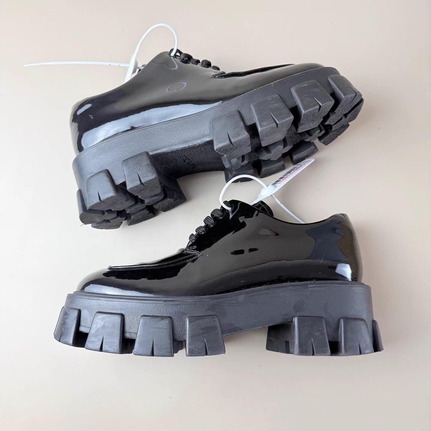 Prada Prada black patent leather platform cleated shoes 38.5 Size US 7.5 / IT 37.5 - 5 Thumbnail