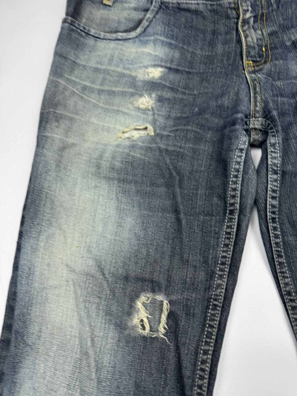 Dolce & Gabbana Vintage 00s Dolce Gabbana Flared Distressed Y2k Jeans Size 31" - 15 Thumbnail