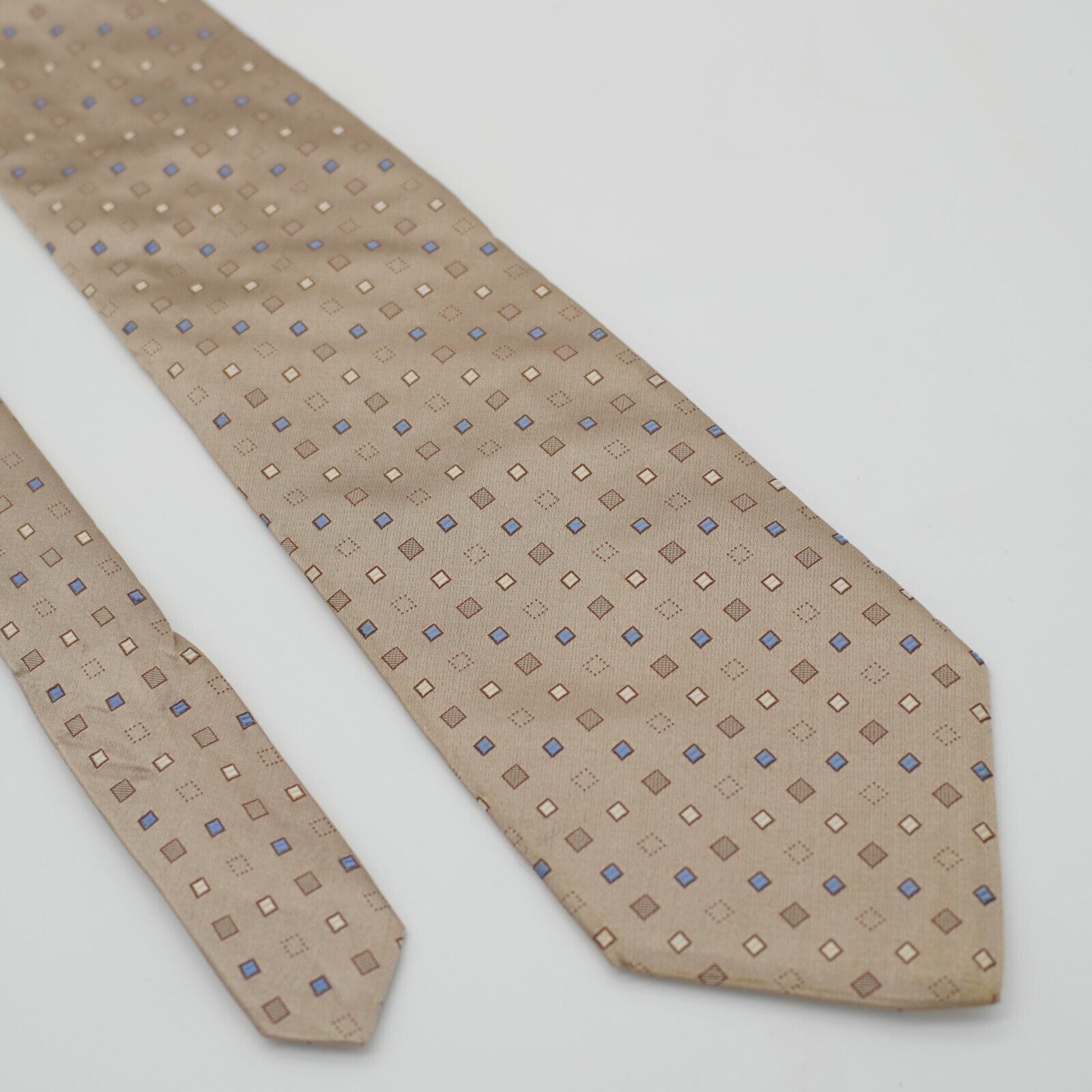 Apt. 9 Apt. 9 Tan Blue Geometric Print Silk Tie Size ONE SIZE - 1 Thumbnail