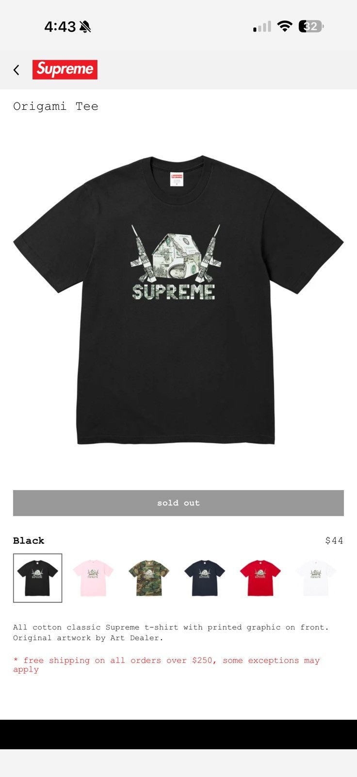 Supreme Supreme Origami Tee Size US XL / EU 56 / 4 - 1 Preview