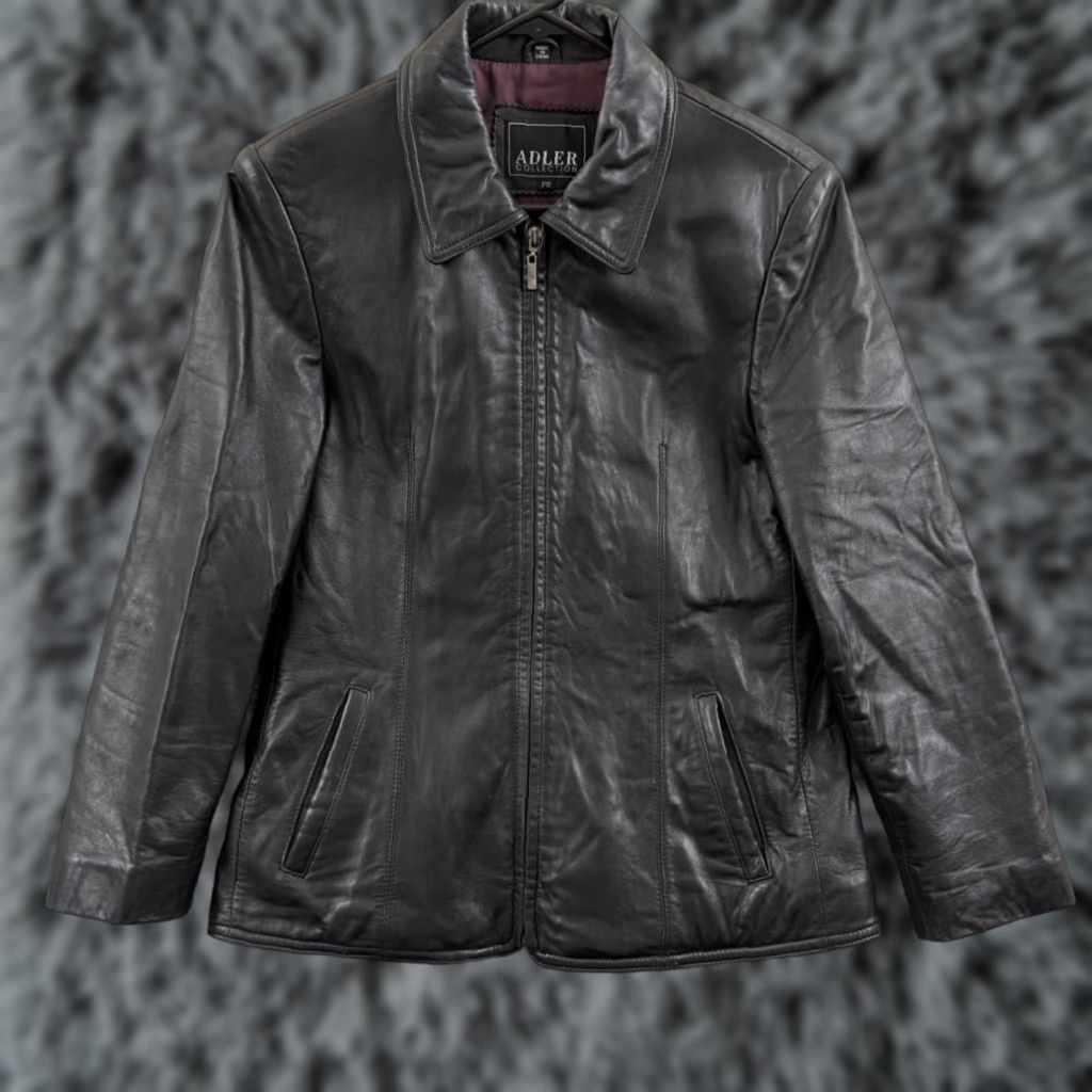 Skin VINTAGE Adler Collection Women's Small Petite Black Lamb Skin Leather Moto Biker Jacket Size S / US 4 / IT 40 - 1 Thumbnail