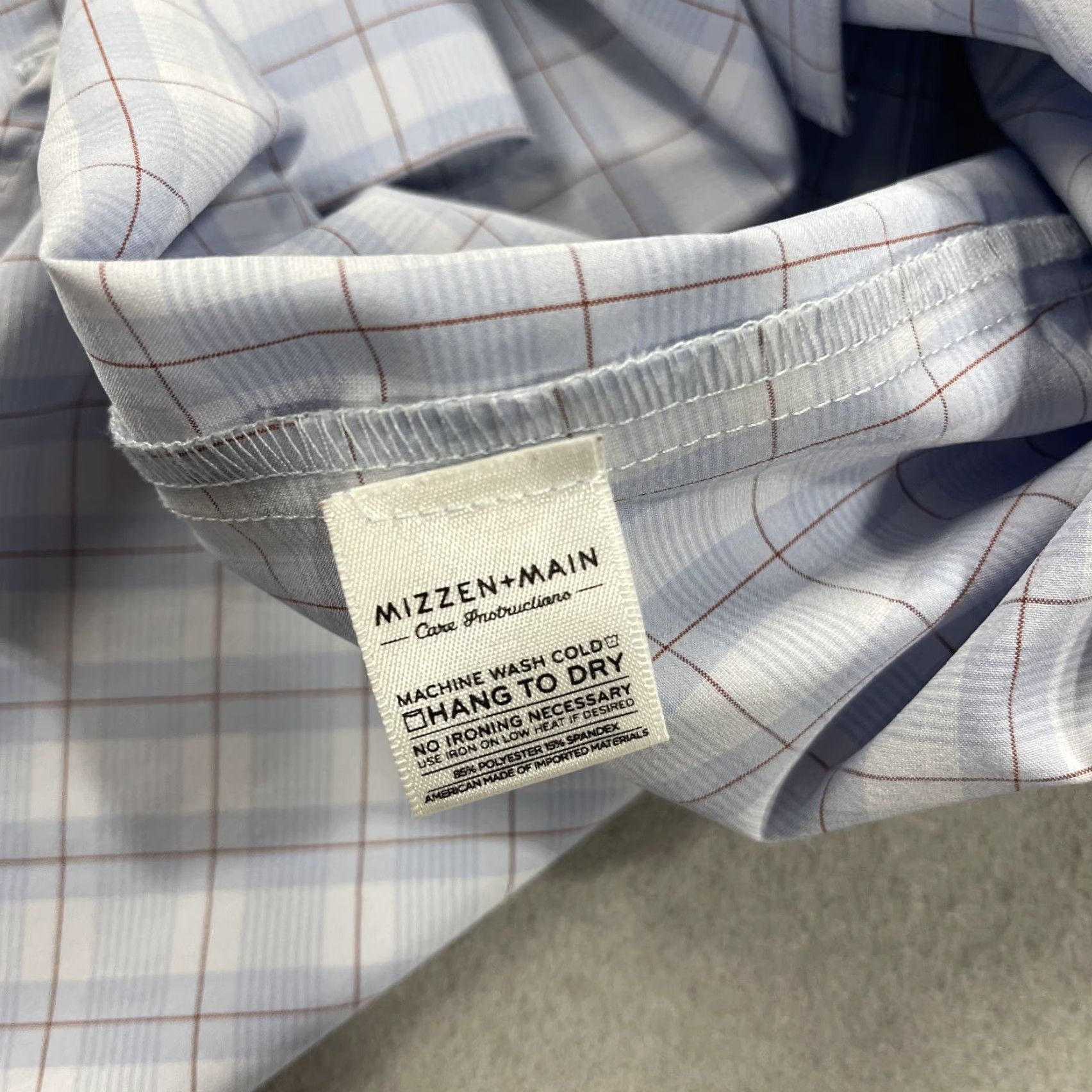 Mizzen+Main Mizzen+Main Shirt Mens 2XL Trim Fit Blue Plaid Check Leeward Stretch Casual, Button-Up, Classic Preppy, Summer, Spring, Fall, Mens, Blue, 2XL Size US XXL / EU 58 / 5 - 4 Thumbnail