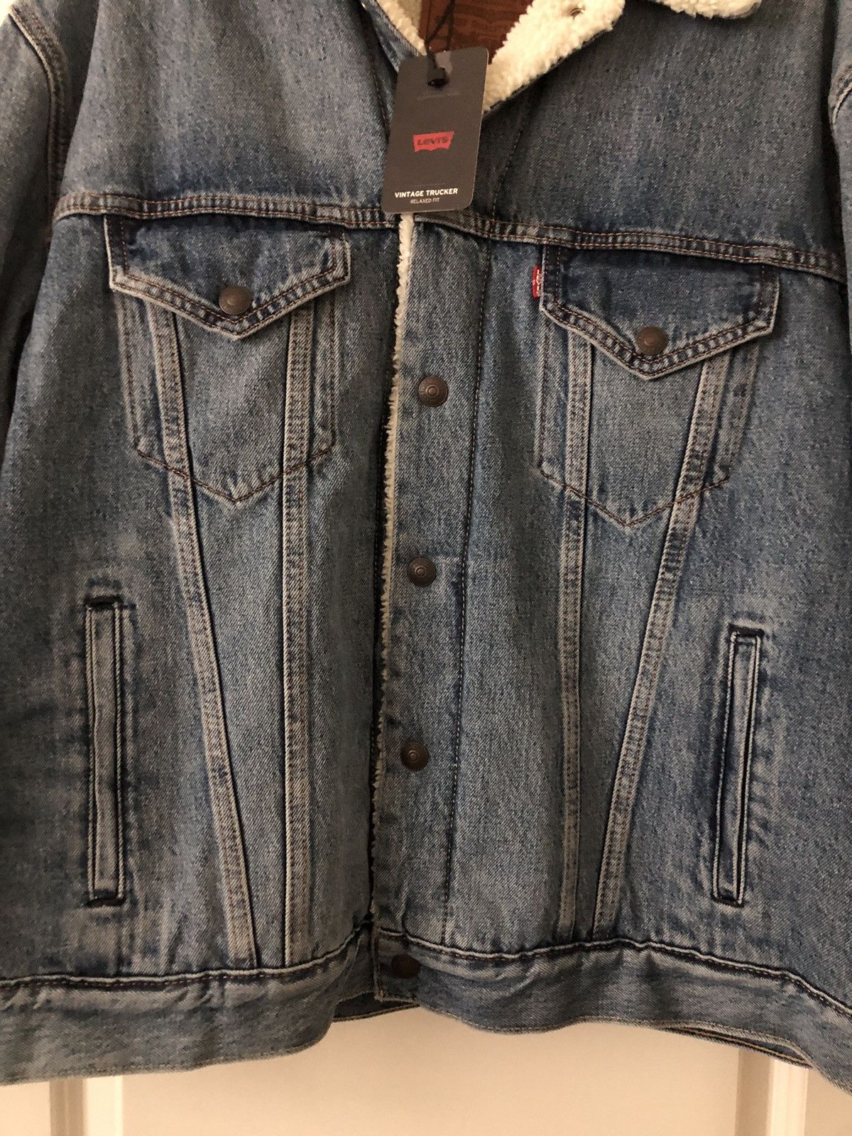 Levi's Levi Vintage Washed Sherpa Lined Denim Trucker Jacket Size US L / EU 52-54 / 3 - 4 Thumbnail