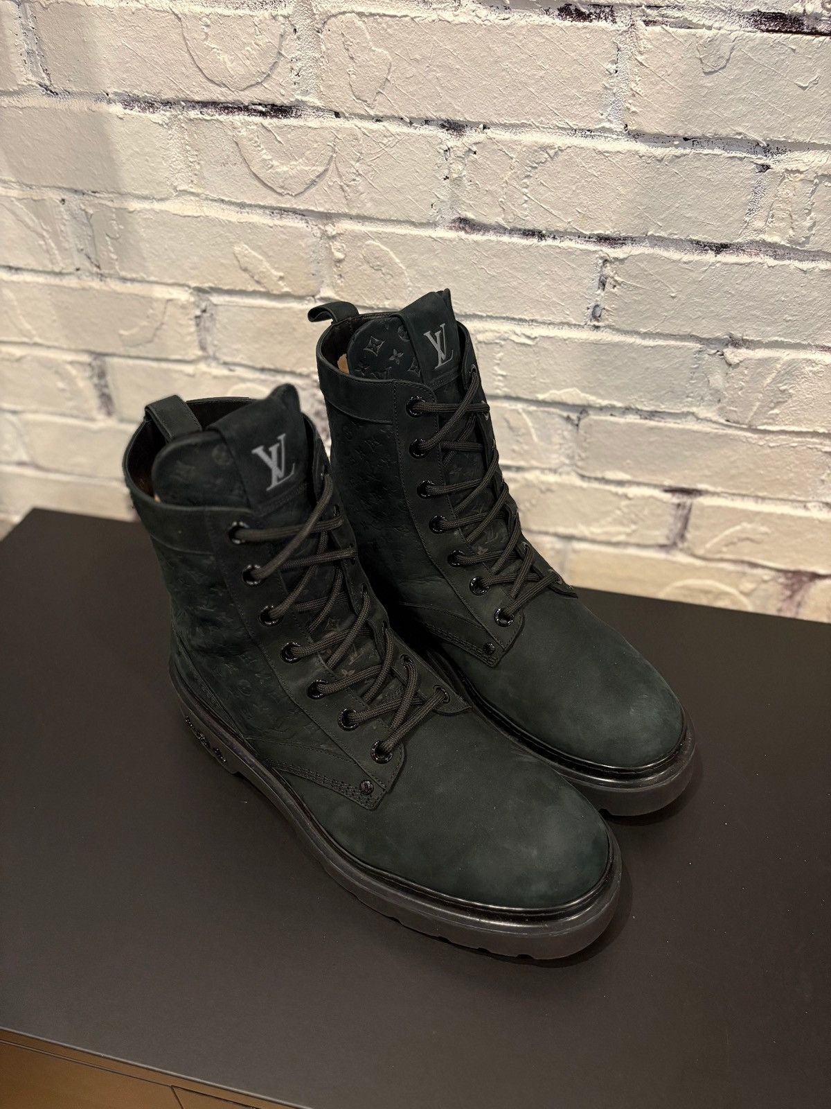 Louis Vuitton Louis Vuitton Suede Monogram Boots Black NB Size 11.5LV Size US 13 / EU 46 - 2 Thumbnail
