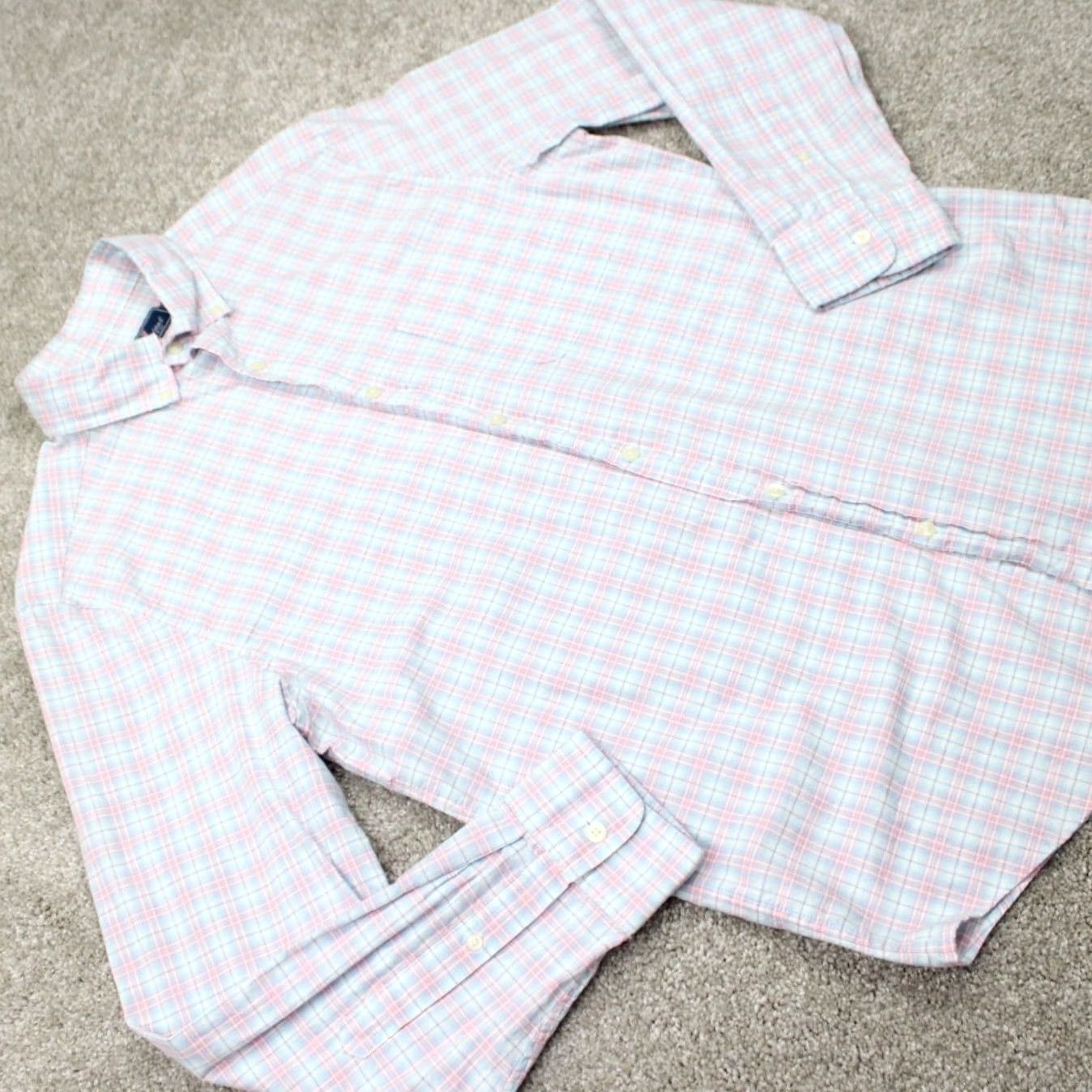 Vineyard Vines Vineyard Vines Shirt Mens Medium Cotton Stretch Classic Fit Murray L/S Pink/Blue Size US M / EU 48-50 / 2 - 7 Thumbnail