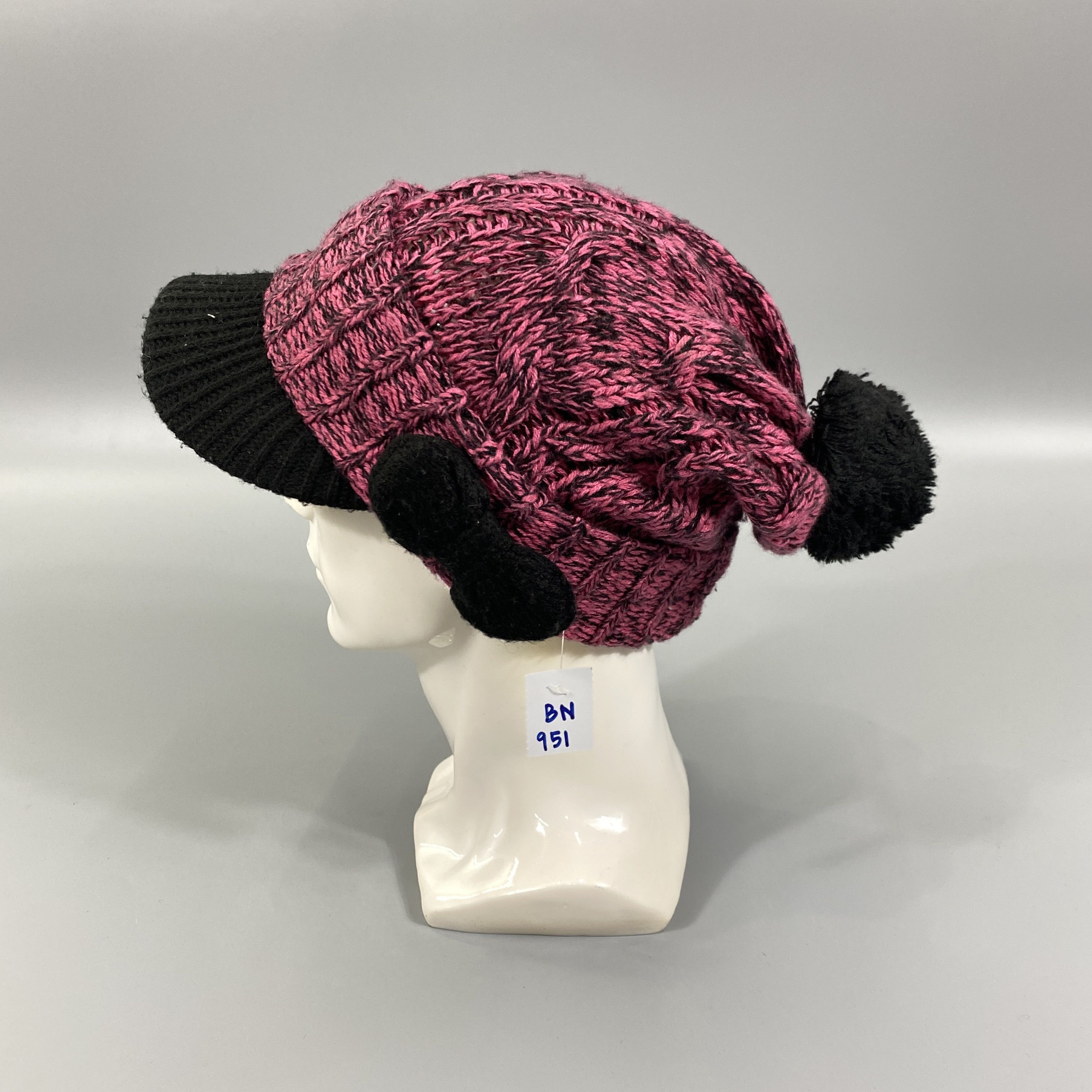 Japanese Brand Knitted Beanie Hats With Brim And Pom Pom -BN951 Size ONE SIZE - 1 Thumbnail