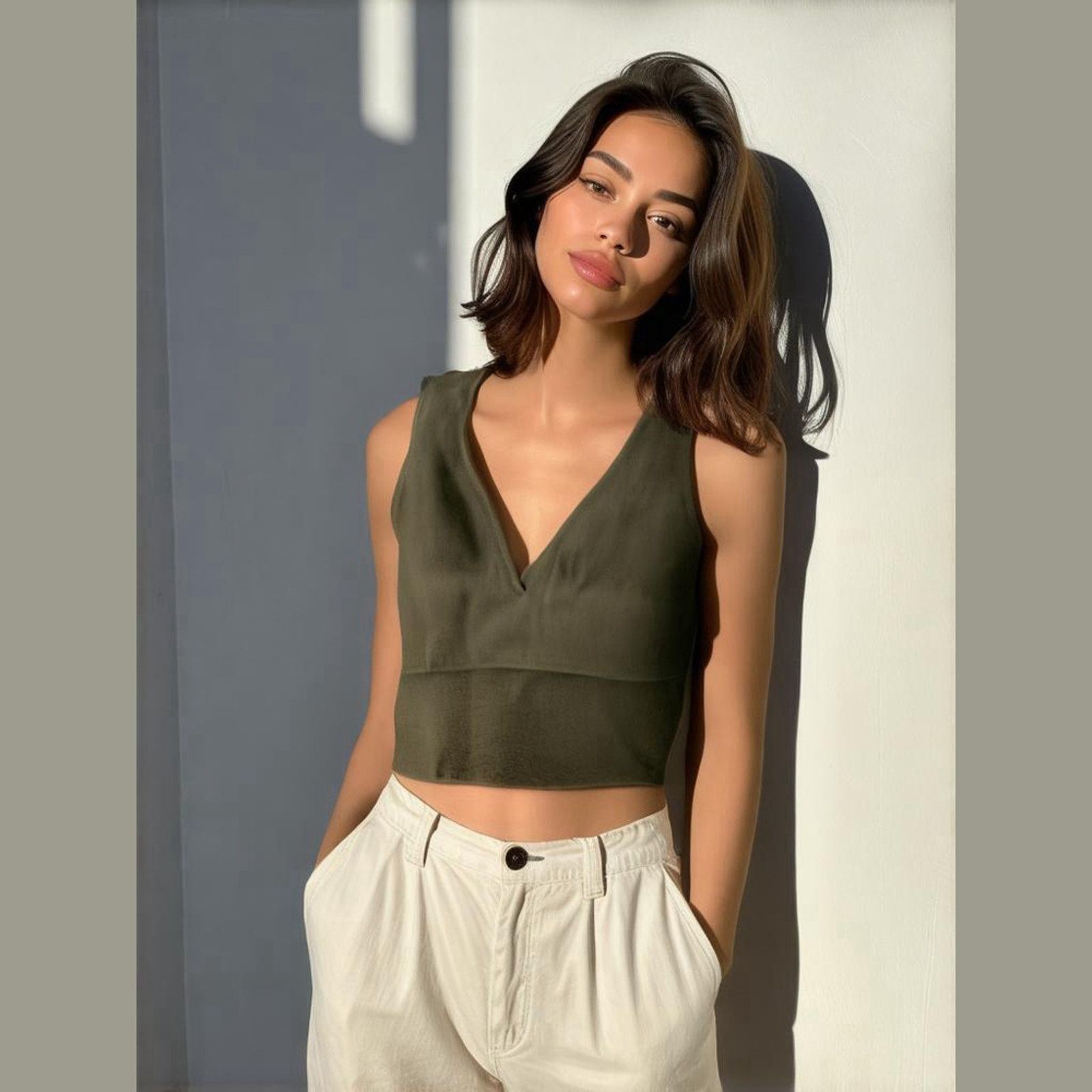 Other Nikibiki Sage Green Ribbed Crop Tank Top Small Minimalist Size S / US 4 / IT 40 - 9 Thumbnail