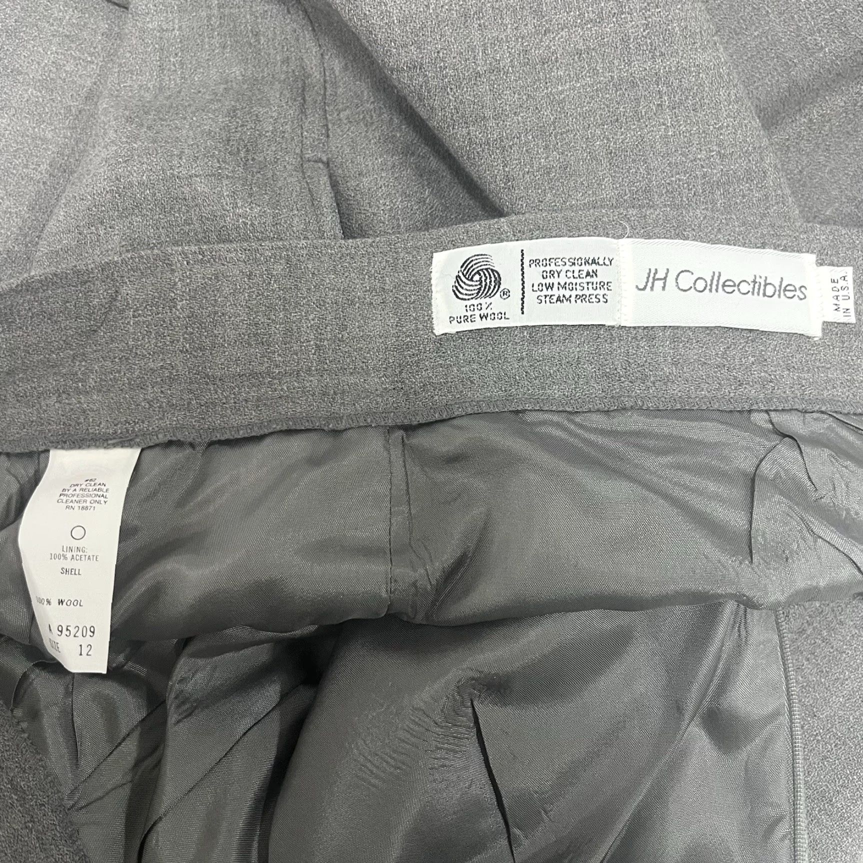 Vintage VINTAGE JH Collectibles Dress Pants Gray Wool Pleated Lined High Waisted 12 28X31 Women Size 34" / US 12 / IT 48 - 3 Thumbnail