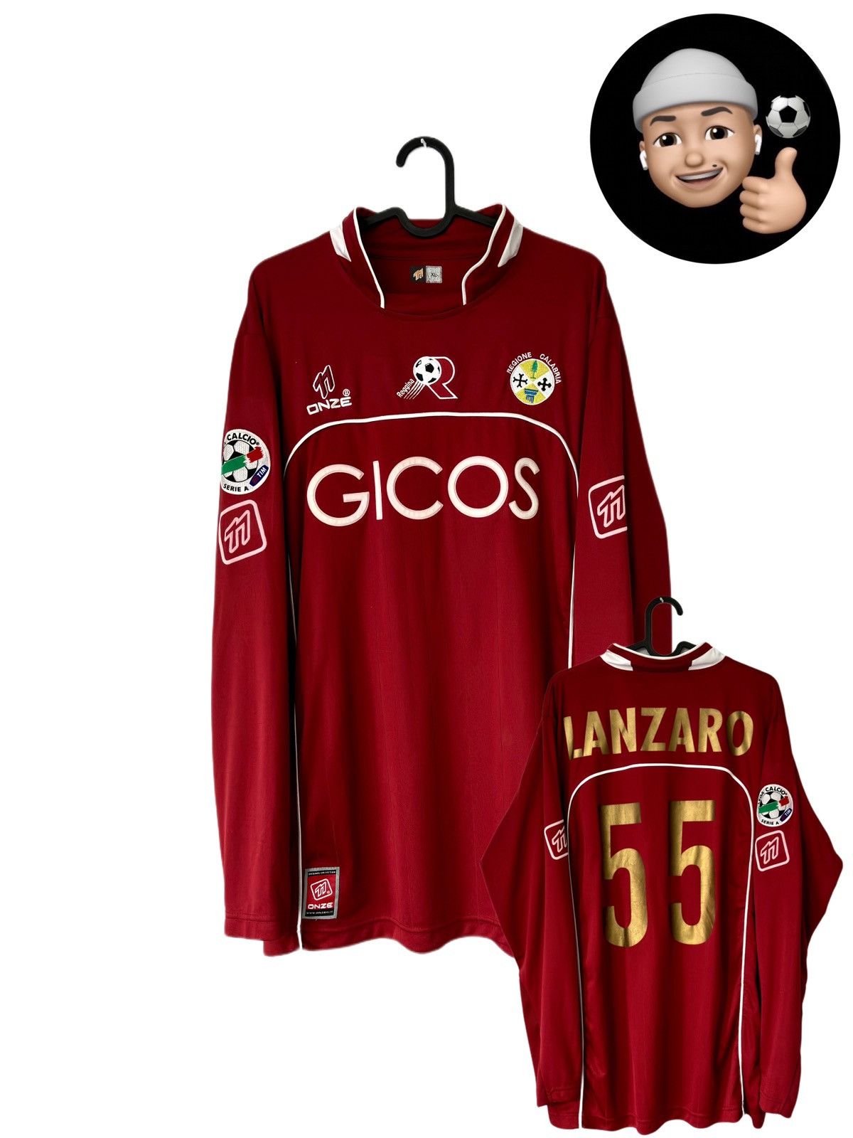 Vintage 2006 2008 Reggina Lanzaro Match Worn Vintage Soccer Jersey Size US XL / EU 56 / 4 - 1 Thumbnail