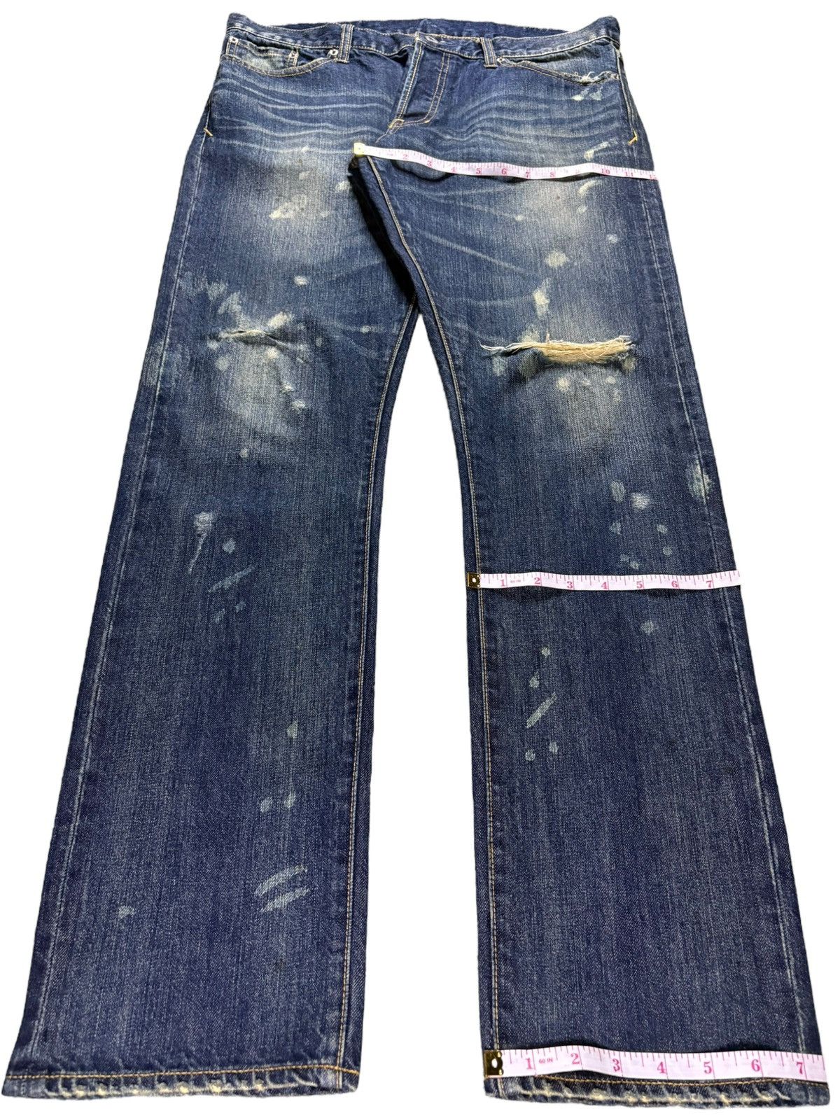 Japanese Brand Vintage Japanese Brand Acid Mud Wash Distress Ripped Jeans Size US 35 - 16 Thumbnail