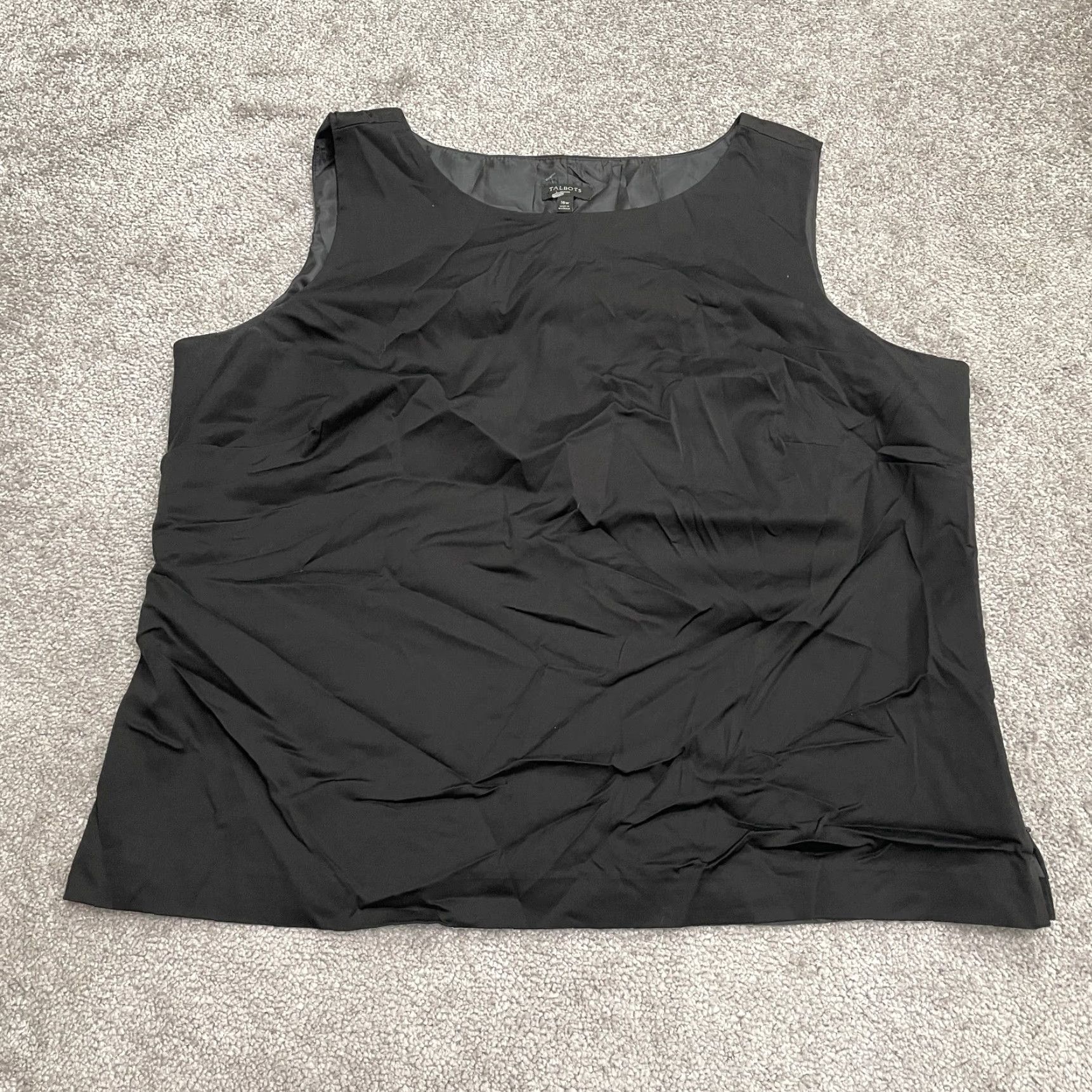 Talbots Talbots Tank Top Womens 16W Black Sleeveless Zip Work Basic Casual Solid Cotton Blend Shirt Mens Womens Girls Boys Size XXL / US 16-18 / IT 52-54 - 2 Thumbnail