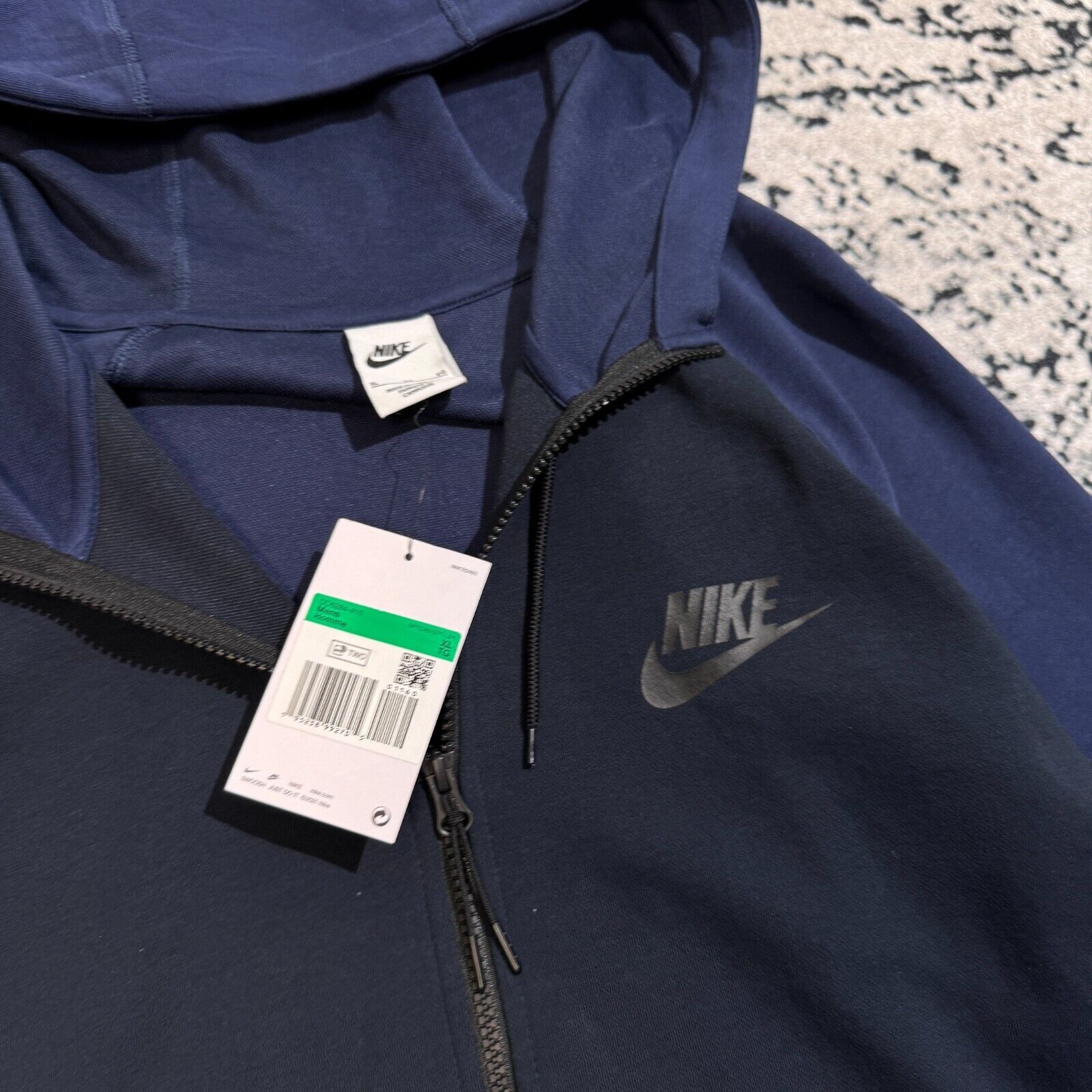 Nike × Vintage Vintage Nike Navy Cotton Hoodie Zip Size XL Y2K Tech Fleece Size US XL / EU 56 / 4 - 4 Thumbnail