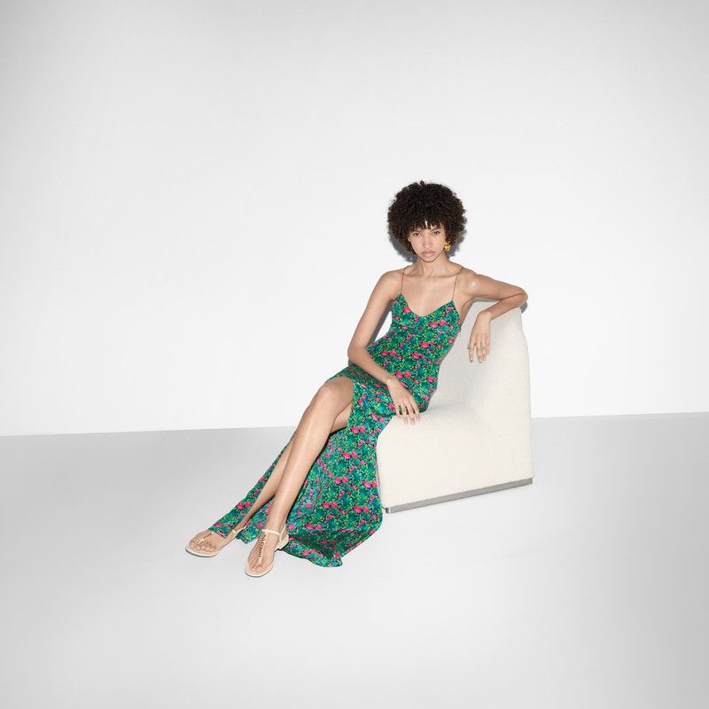 Gucci oc11z1125 Floral Print Silk Evening Dress in Multicolor Size M / US 6-8 / IT 42-44 - 5 Thumbnail