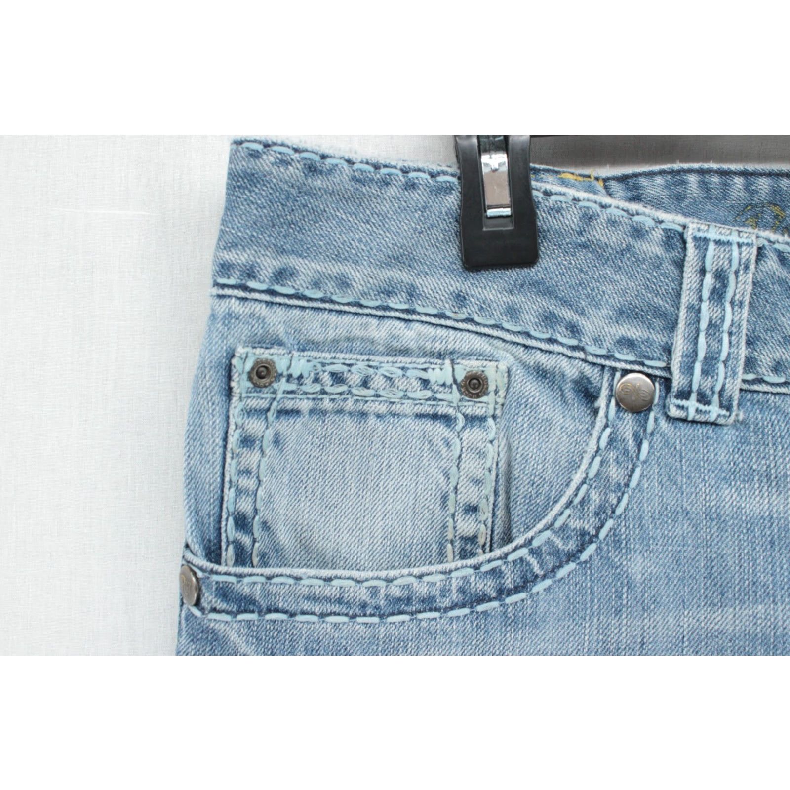 Wrangler Wrangler Rock 47 Jeans Men's 33x36 Blue Boot Cut Heavy Stitching Cowboy Rodeo Distressed 5-Pocket Denim Size US 33 - 6 Thumbnail