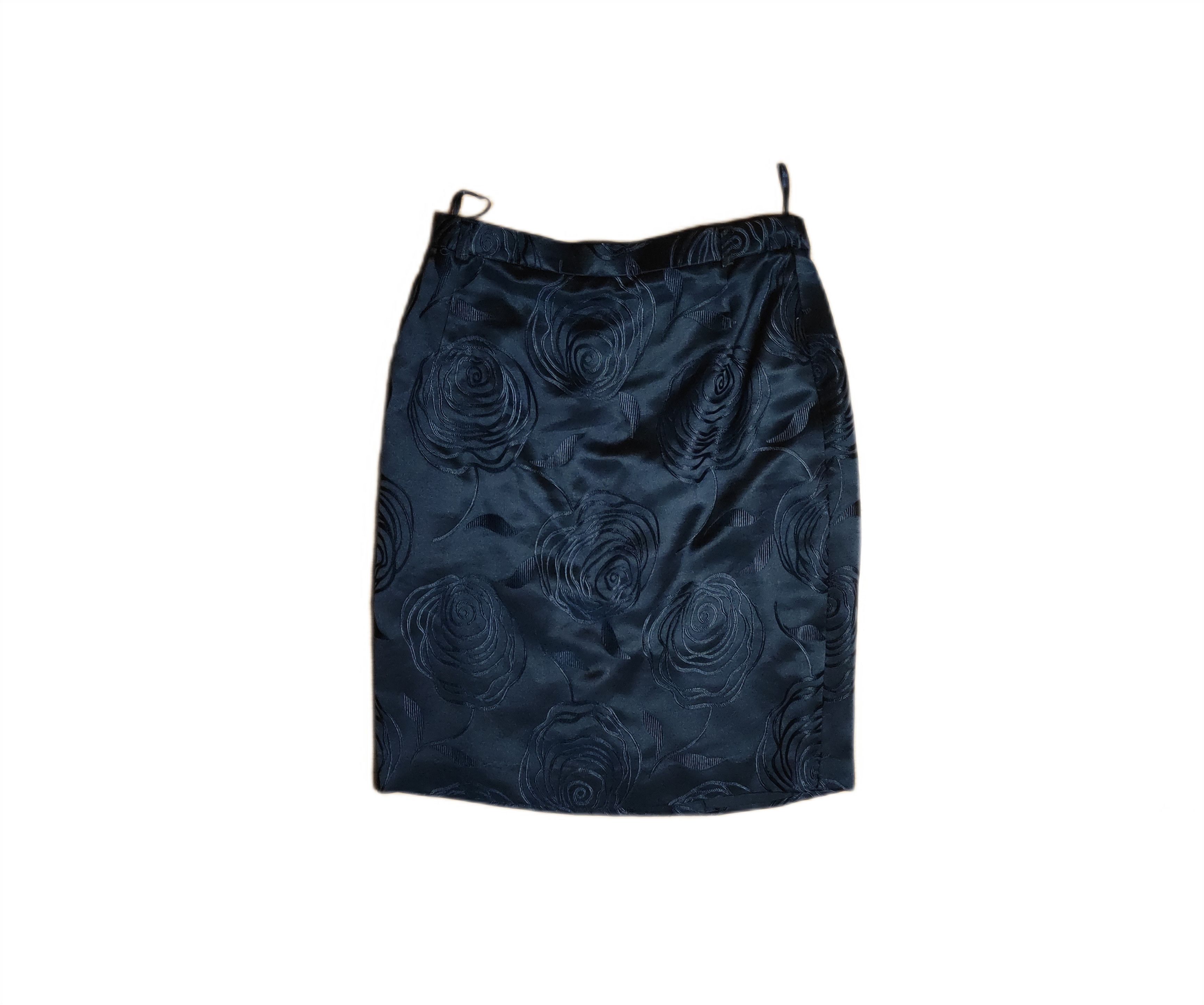 Escada **NEW! Escada Silk Rose Navy Skirt** Size 30" / US 8 / IT 44 - 2 Thumbnail