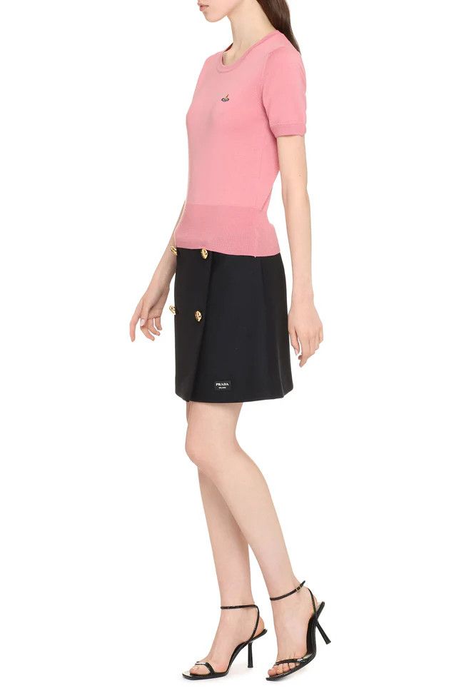 Vivienne Westwood o1f1d3z0226 Bea Logo Knitted T-Shirt in Bubblegum Size XS / US 0-2 / IT 36-38 - 3 Thumbnail