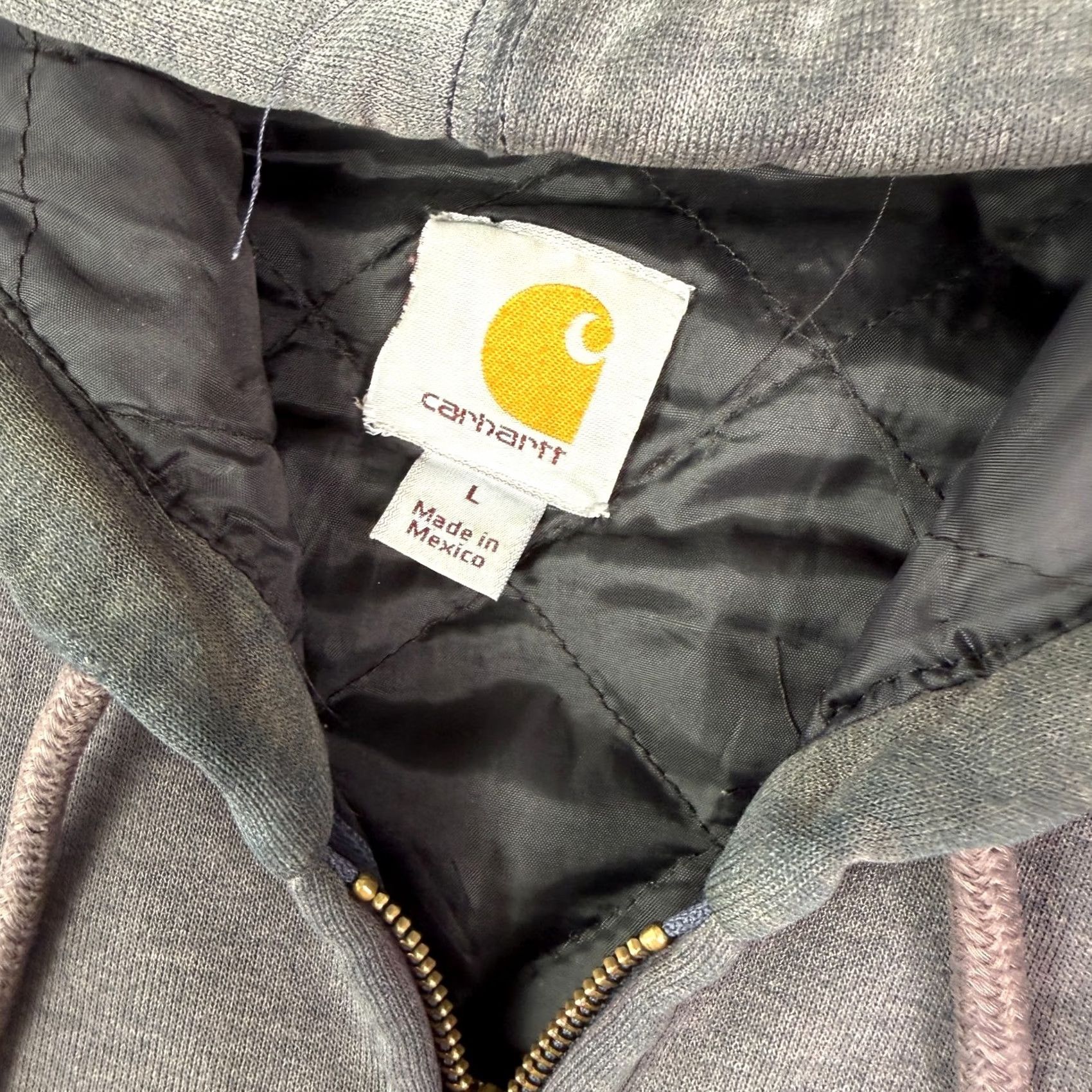 Carhartt VINTAGE Carhartt Hoodie Mens L Blue Sun Faded Distressed Zip Quilt Lined Size US L / EU 52-54 / 3 - 3 Thumbnail