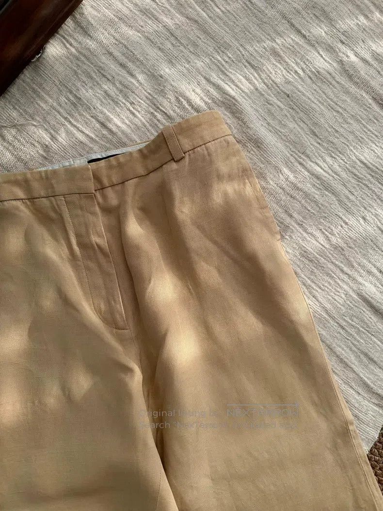 Hermes Hermes Solid Color Linen Straight Nine Pants, Khaki Size 28" / US 6 / IT 42 - 5 Thumbnail