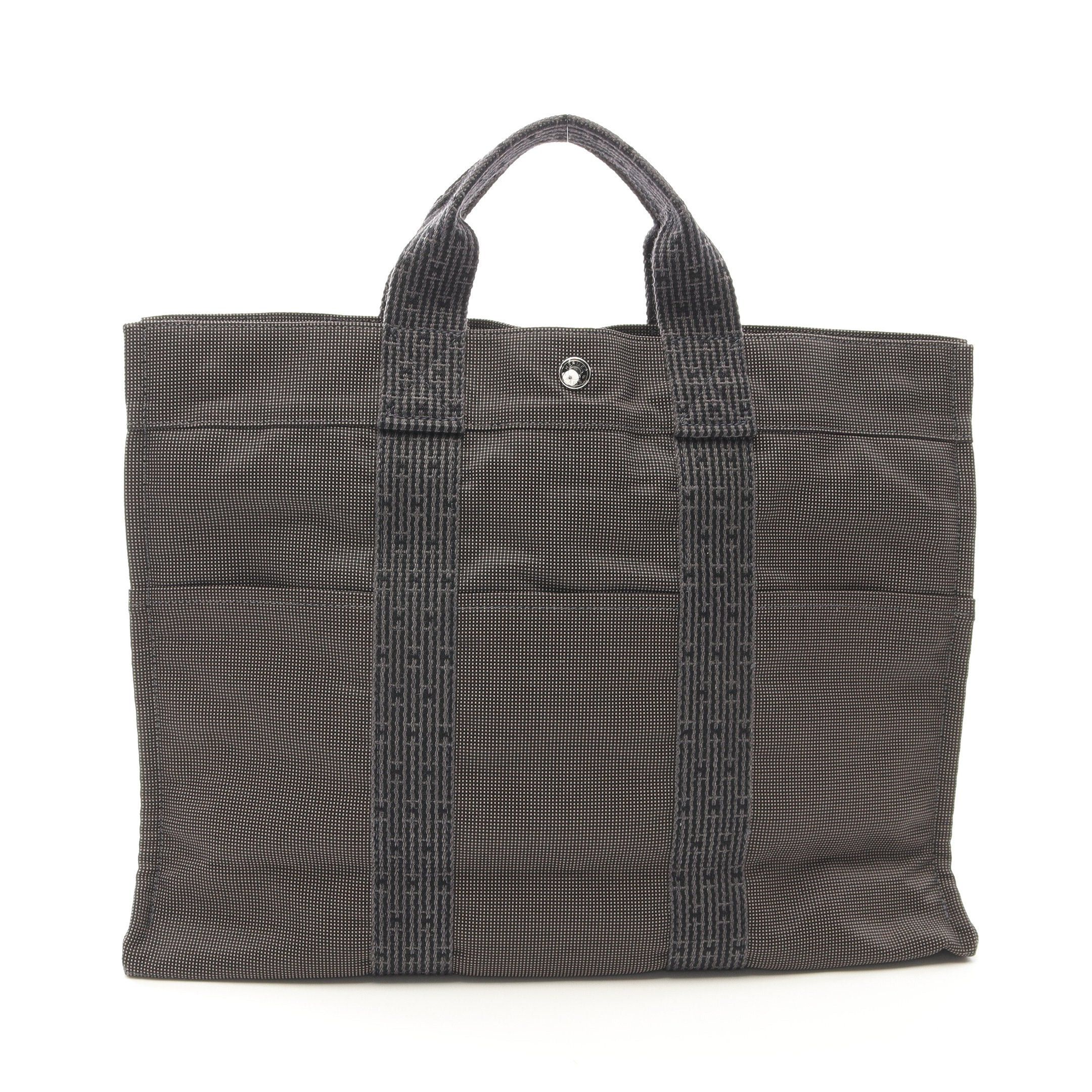 Hermes Hermes Yale Line Mm Handbag Tote Bag Nylon Canvas Dark Gray Silver Hardware Size ONE SIZE - 1 Thumbnail