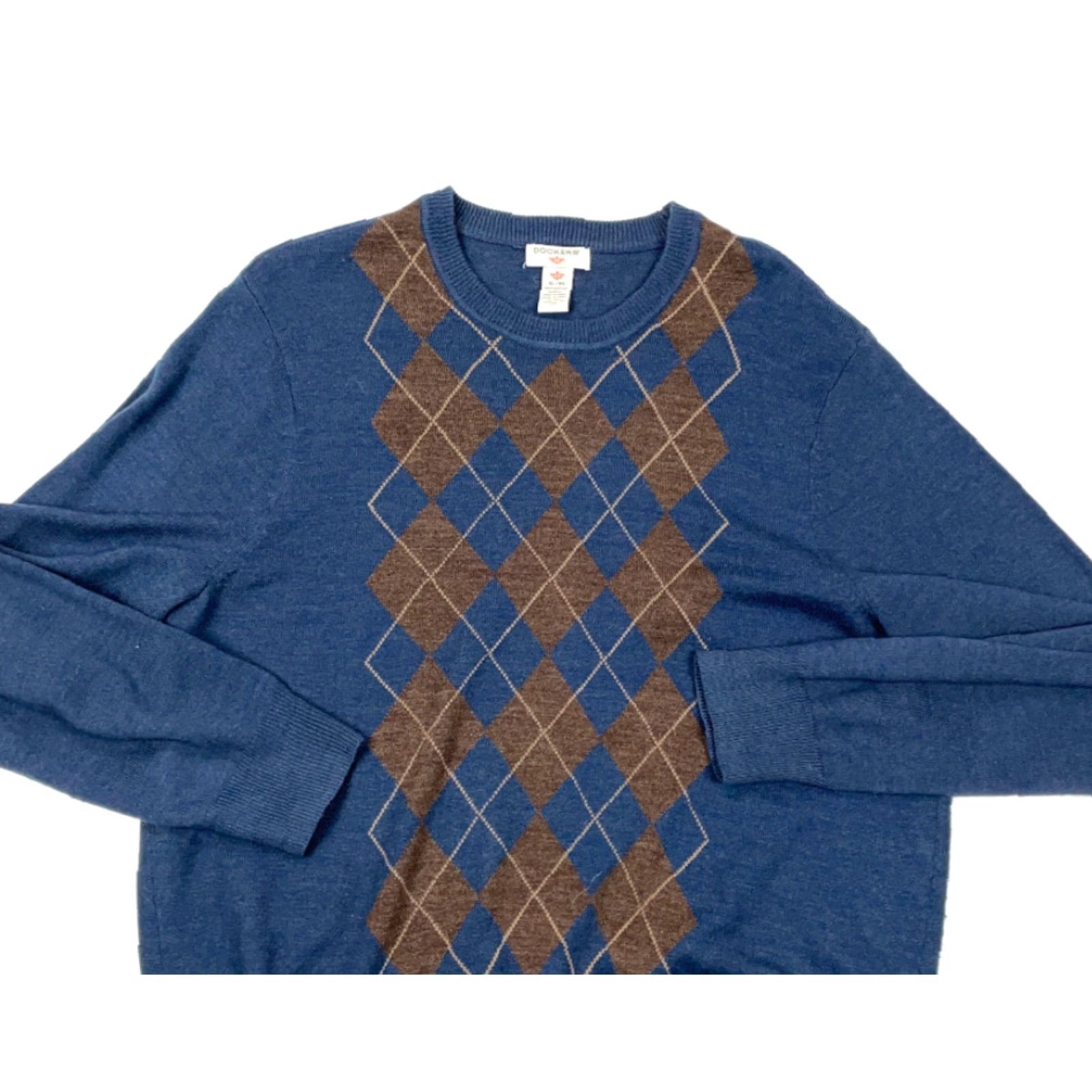 Dockers DOCKERS Dad Style Argyle Diamond Pullover Sweater Adult XL Blue Lightweight 90s Mens Size US XL / EU 56 / 4 - 3 Thumbnail