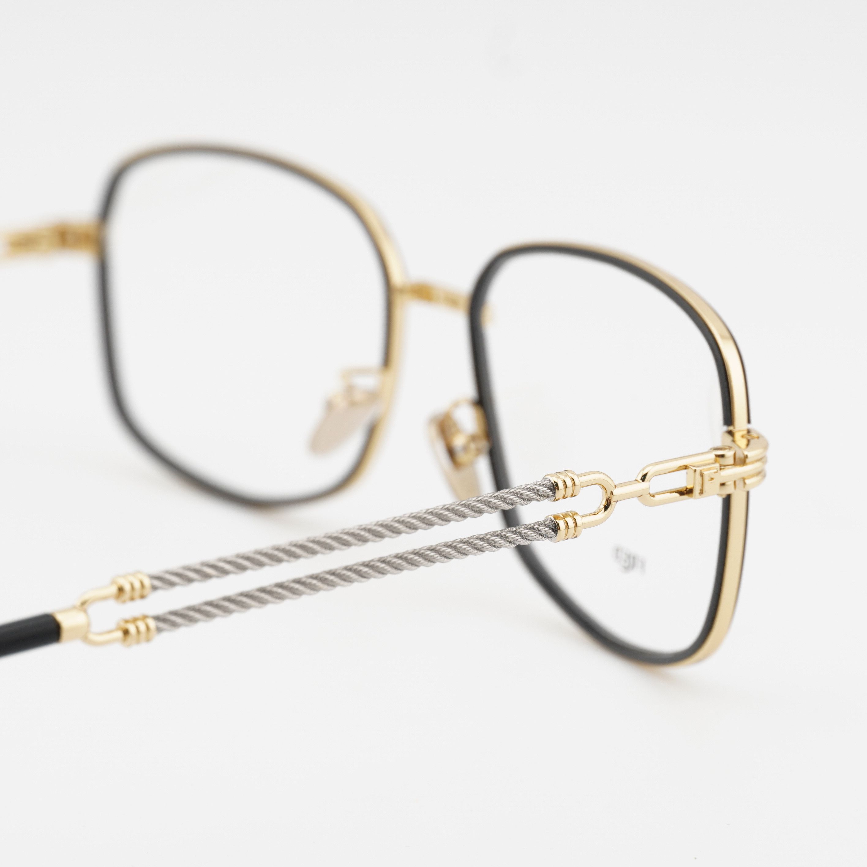 FRED Fred FG50065U 001 Eyeglasses Gold / Black 56mm Rectangle Size ONE SIZE - 6 Thumbnail