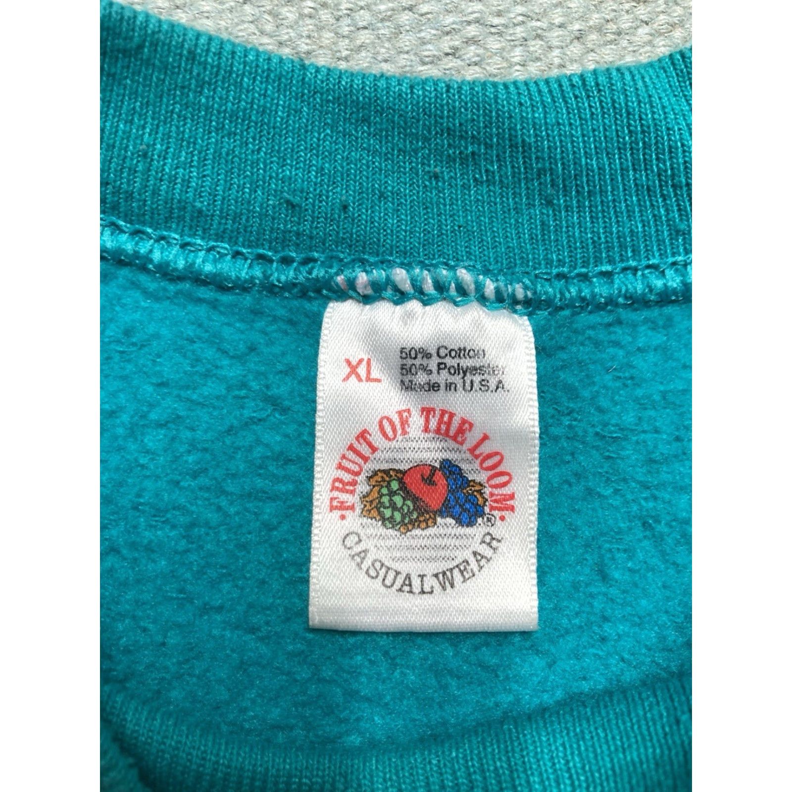 Fruit Of The Loom VINTAGE 90s Fruit of the Loom Sweatshirt Short Sleeve XL Teal Distressed Pullover Men G3 Size US XL / EU 56 / 4 - 5 Thumbnail