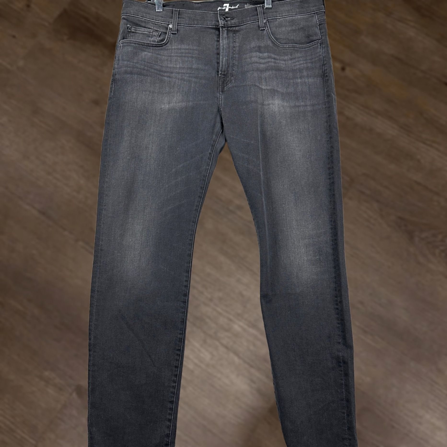 7 For All Mankind 7 For All Mankind Slimmy Jeans Mens 40 Dark Denim 5-Pocket Stretch Slim Fit Inseam 34 Size US 40 / EU 56 - 1 Thumbnail