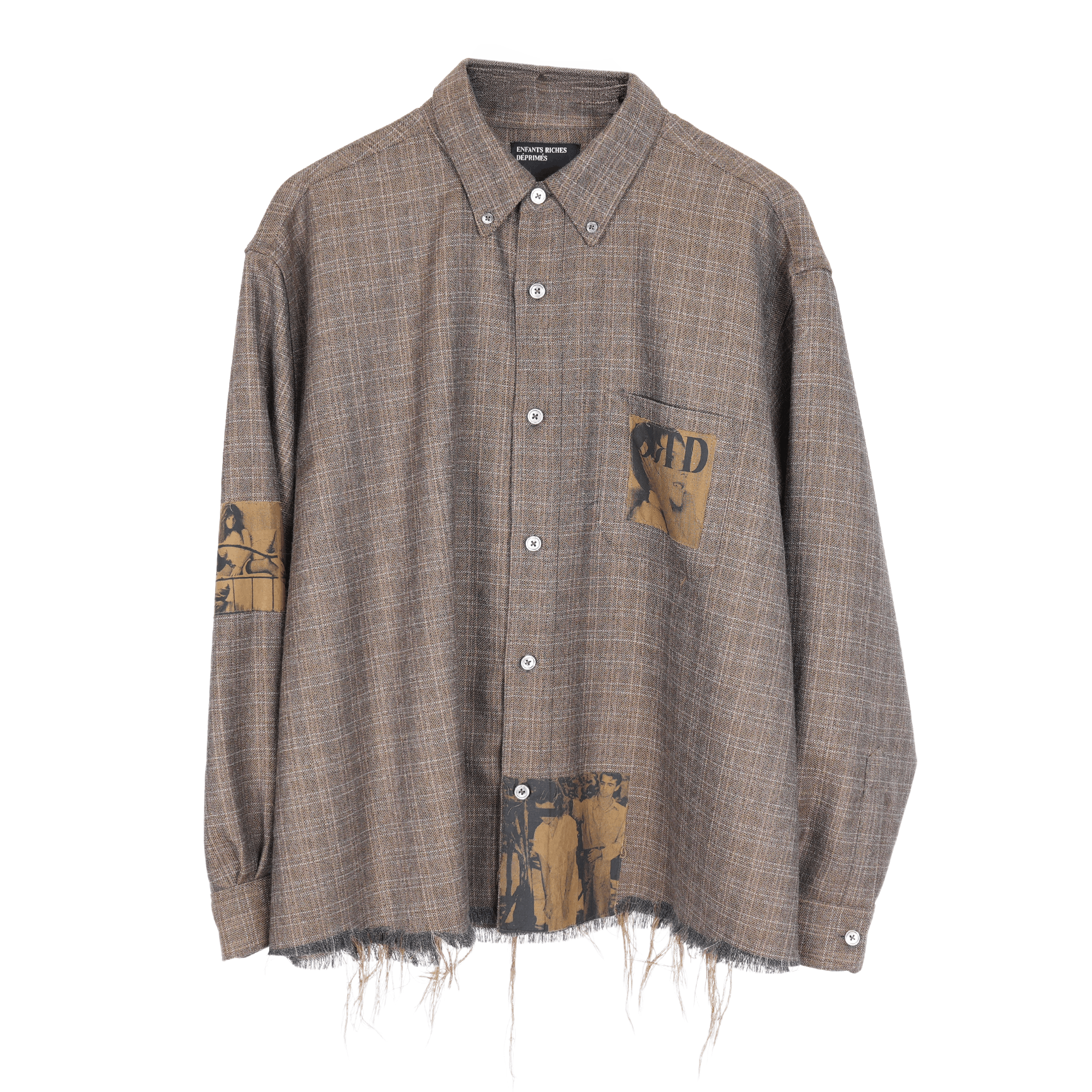 Enfants Riches Deprimes ERD BROWN ASSEMBLAGE FRAYED HEM FLANNEL Size US M / EU 48-50 / 2 - 1 Thumbnail