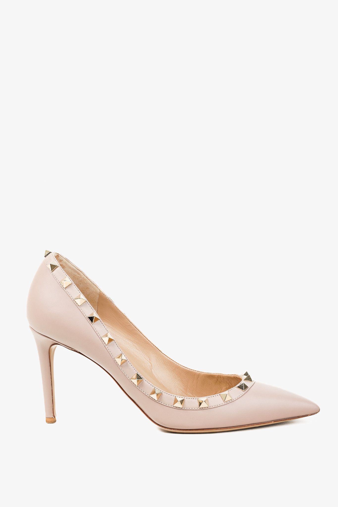 Valentino Valentino Garavani Poudre Leather Rockstud Pumps Size US 9 / IT 39 - 1 Thumbnail