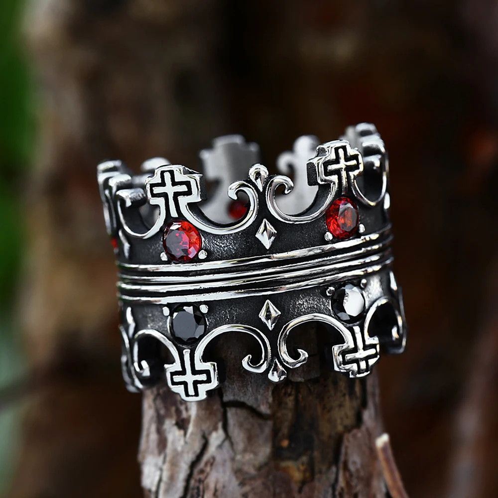 Jewelry Cross Crown Double Ring Jewelry Streetwear Fashion Gift Size ONE SIZE - 7 Thumbnail