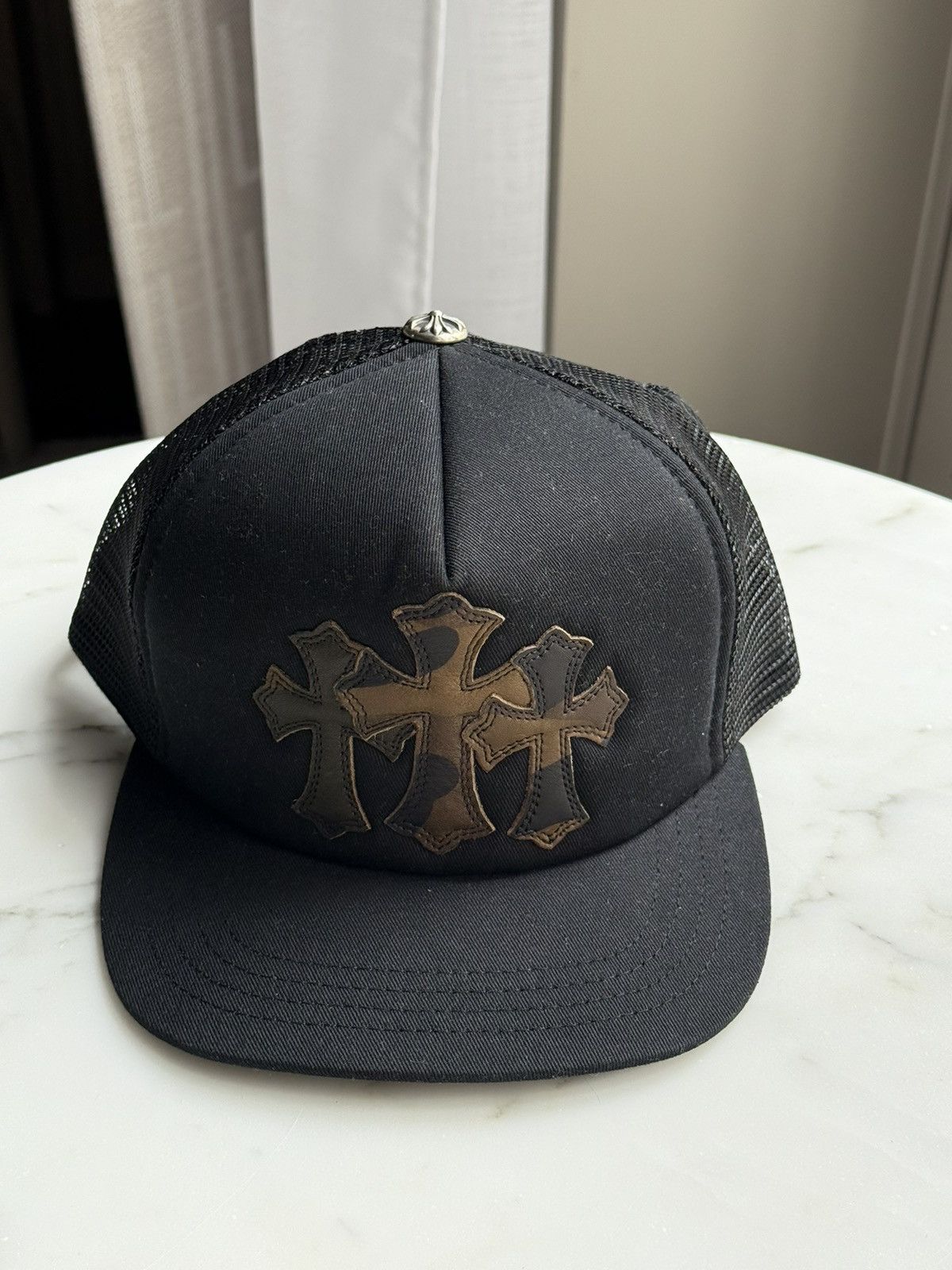 Chrome Hearts C.H Trucker Cross Lether Patch Cap Size ONE SIZE - 1 Thumbnail