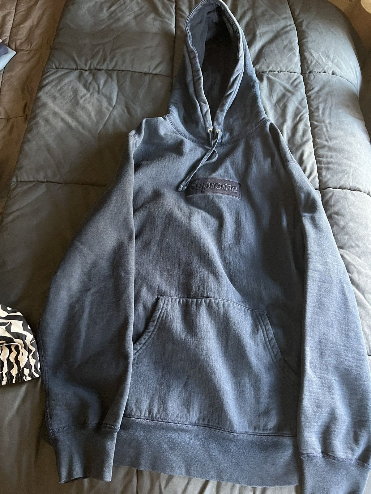 Navy tonal shop box logo hoodie