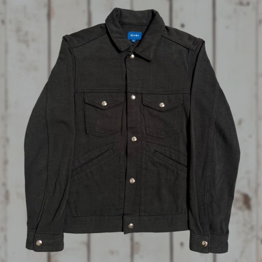Vintage Beams Cotton Knit Trucker Vintage Style Work Jacket Snap Button Ranch Wear M Size US M / EU 48-50 / 2 - 1 Thumbnail