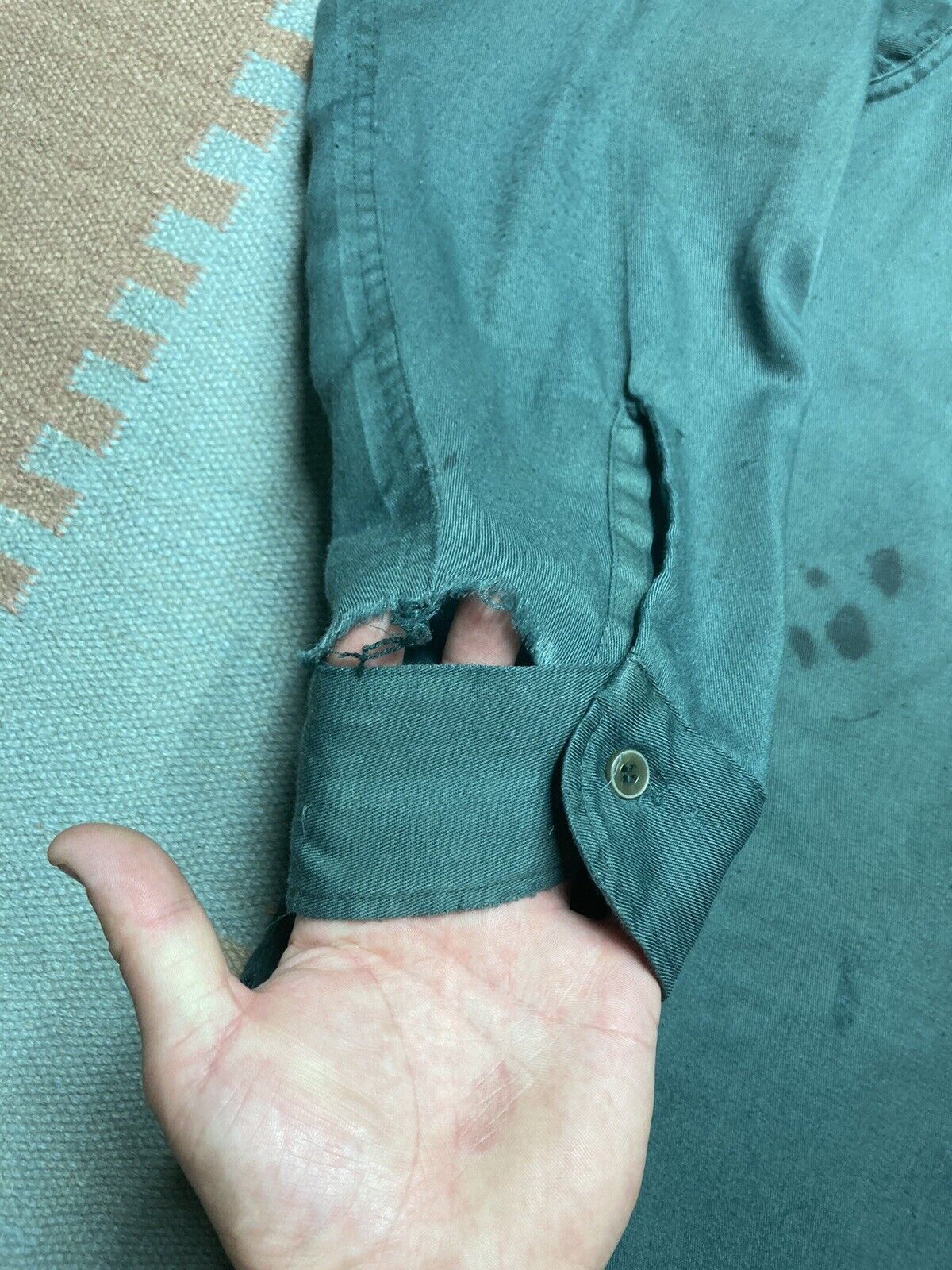 Vintage VTG 50s 60s work shirt twill selvedge gussets distressed XXL Size US XXL / EU 58 / 5 - 2 Thumbnail