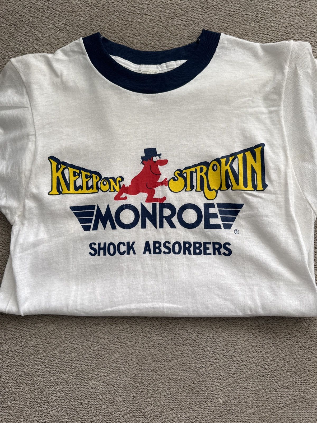 Vintage Vinatge 80s MONROE Ringer tee Keep On Strokin Size US M / EU 48-50 / 2 - 1 Thumbnail