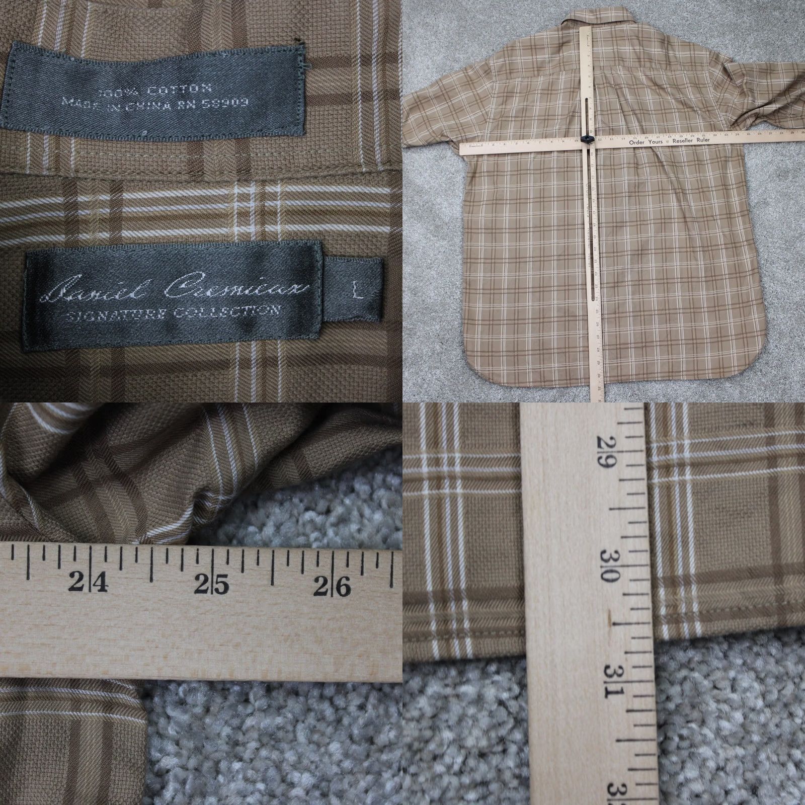 Cremieux Daniel Cremieux Signature Collection Shirt Mens Large Brown Cotton L/S Button-Up Size US L / EU 52-54 / 3 - 8 Thumbnail
