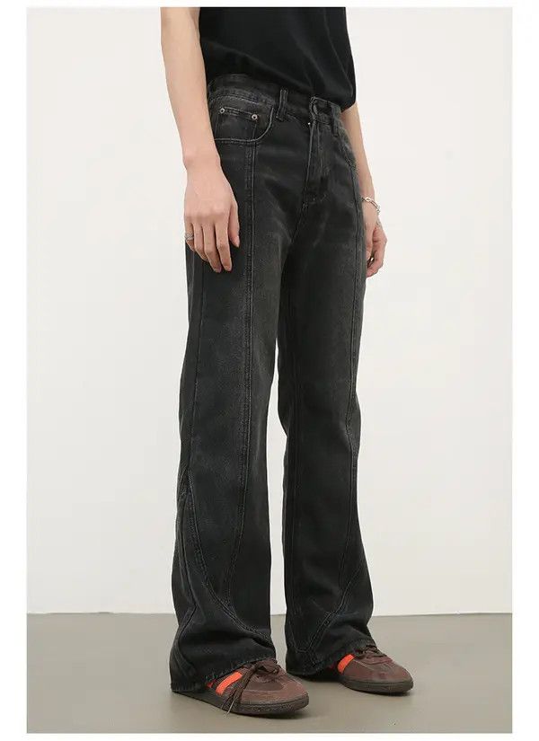 VIBE Men's American retro high street patchwork flared jeans Size US 32 / EU 48 - 4 Thumbnail