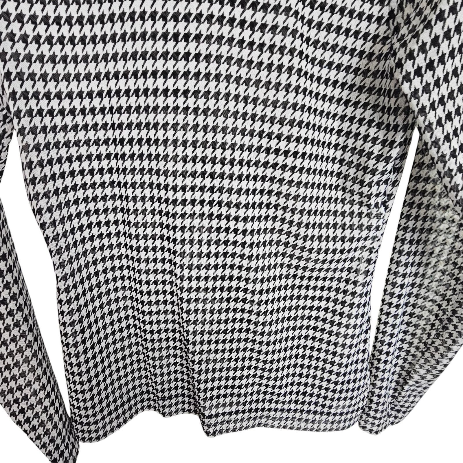 White House Black Market White House Black Market Sheer Houndstooth Top S Turtleneck Size S / US 4 / IT 40 - 3 Thumbnail