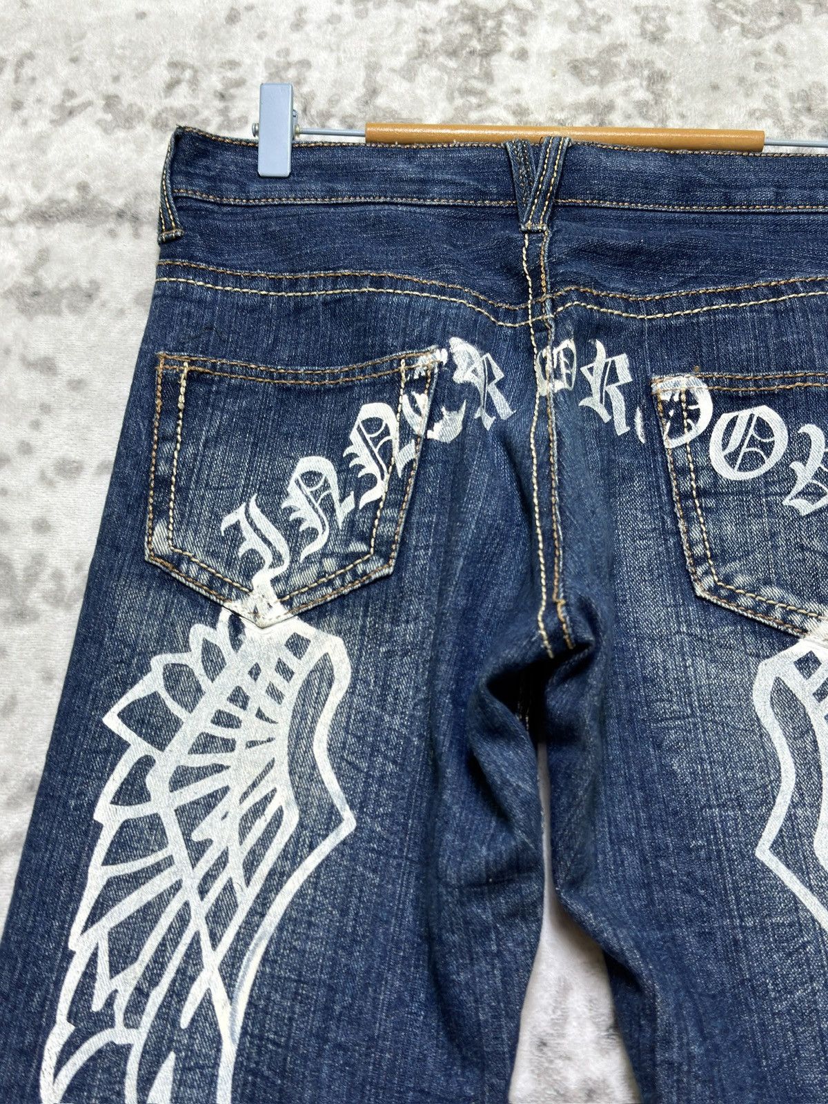 Hysteric Glamour Y2K Inner Groove Angel Wings Back Printed Distressed Jeans Size US 32 / EU 48 - 9 Thumbnail