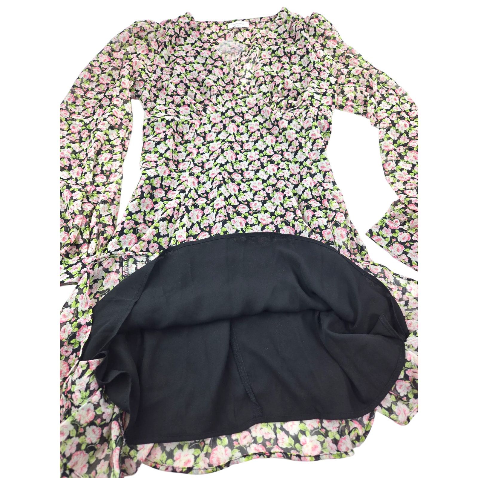 Topshop Topshop | V-Neck Mini Dress in Ditsy Vintage Rose | Size 12 Size XL / US 12-14 / IT 48-50 - 7 Thumbnail