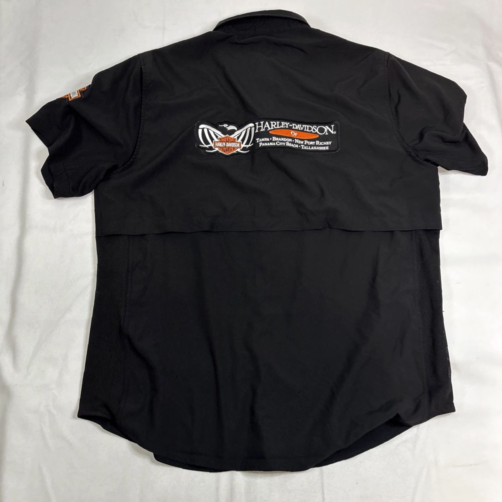 Harley Davidson Harley-Davidson Shirt Men Team Member Button Up Motorcycle Biker Short Sleeve XL Black Cotton Polyester Graphic Print Button Embroidered Collared入り Size US XL / EU 56 / 4 - 7 Thumbnail