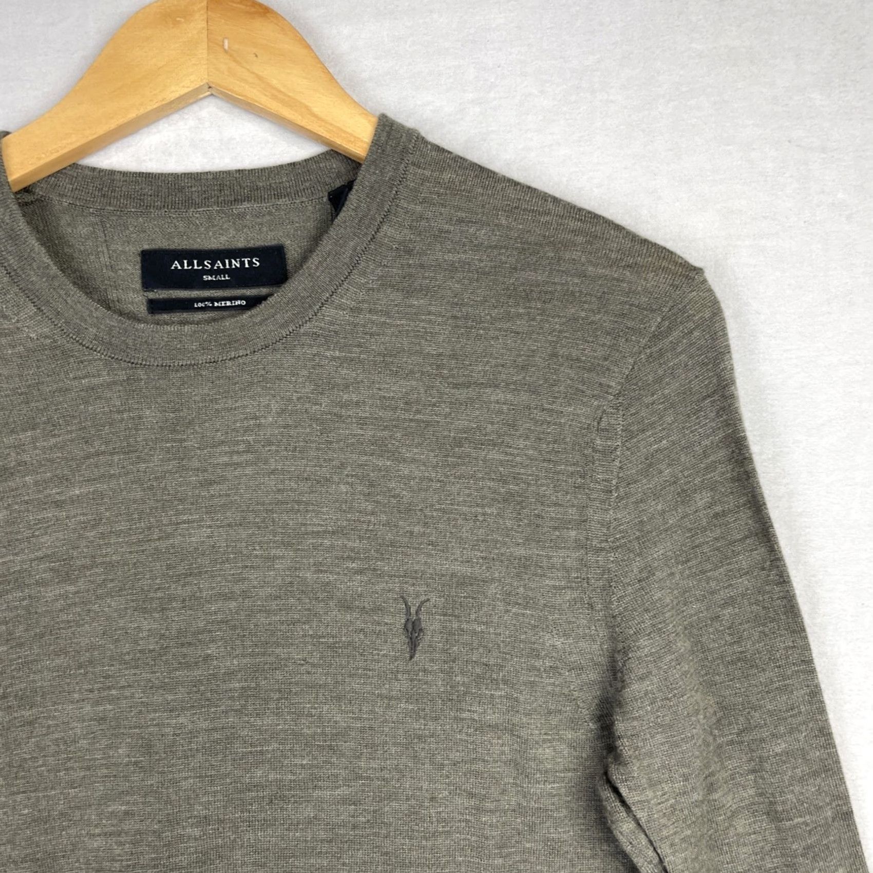Allsaints All Saints Sweater Mens Small Mode Merino Wool Knit Jumper Crew Neck Ramskull Size US S / EU 44-46 / 1 - 3 Thumbnail