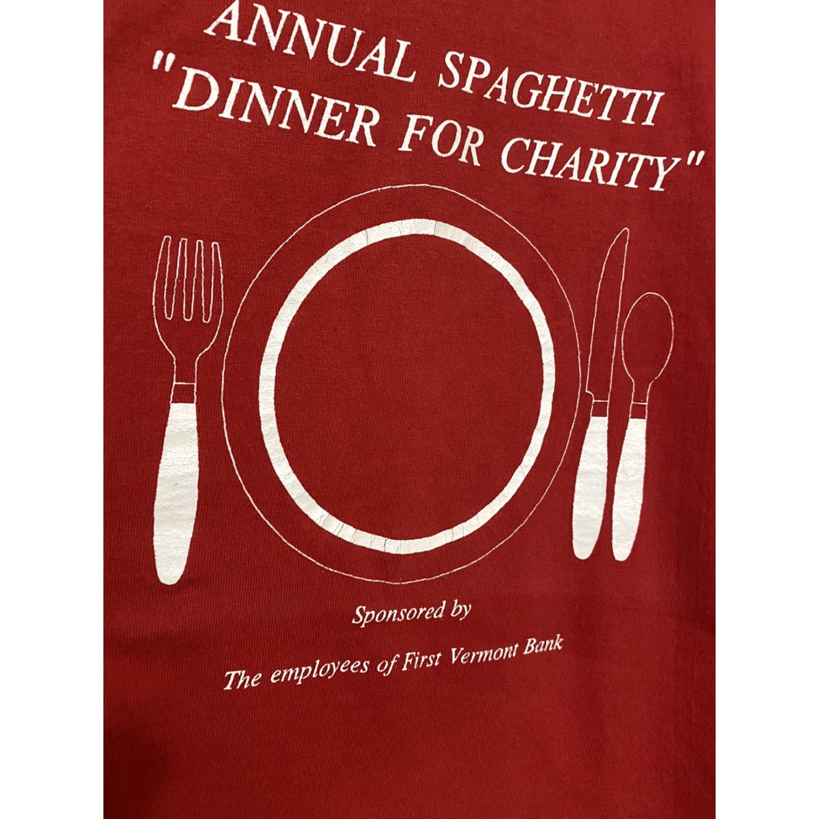 Vintage VINTAGE Vermont Bank Spaghetti Dinner Shirt Single Stitch L Red Men Crew Neck Short Sleeve Cotton T-Shirt Stitch Size US L / EU 52-54 / 3 - 2 Thumbnail