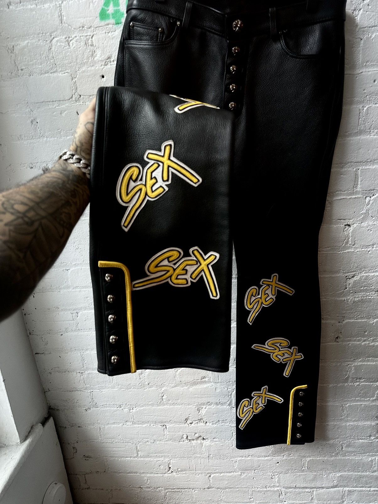 Chrome Hearts CHROME HEARTS 1:1 SEX PATCH LEATHER JEANS ODEL BECKHAM Size US 34 / EU 50 - 2 Thumbnail